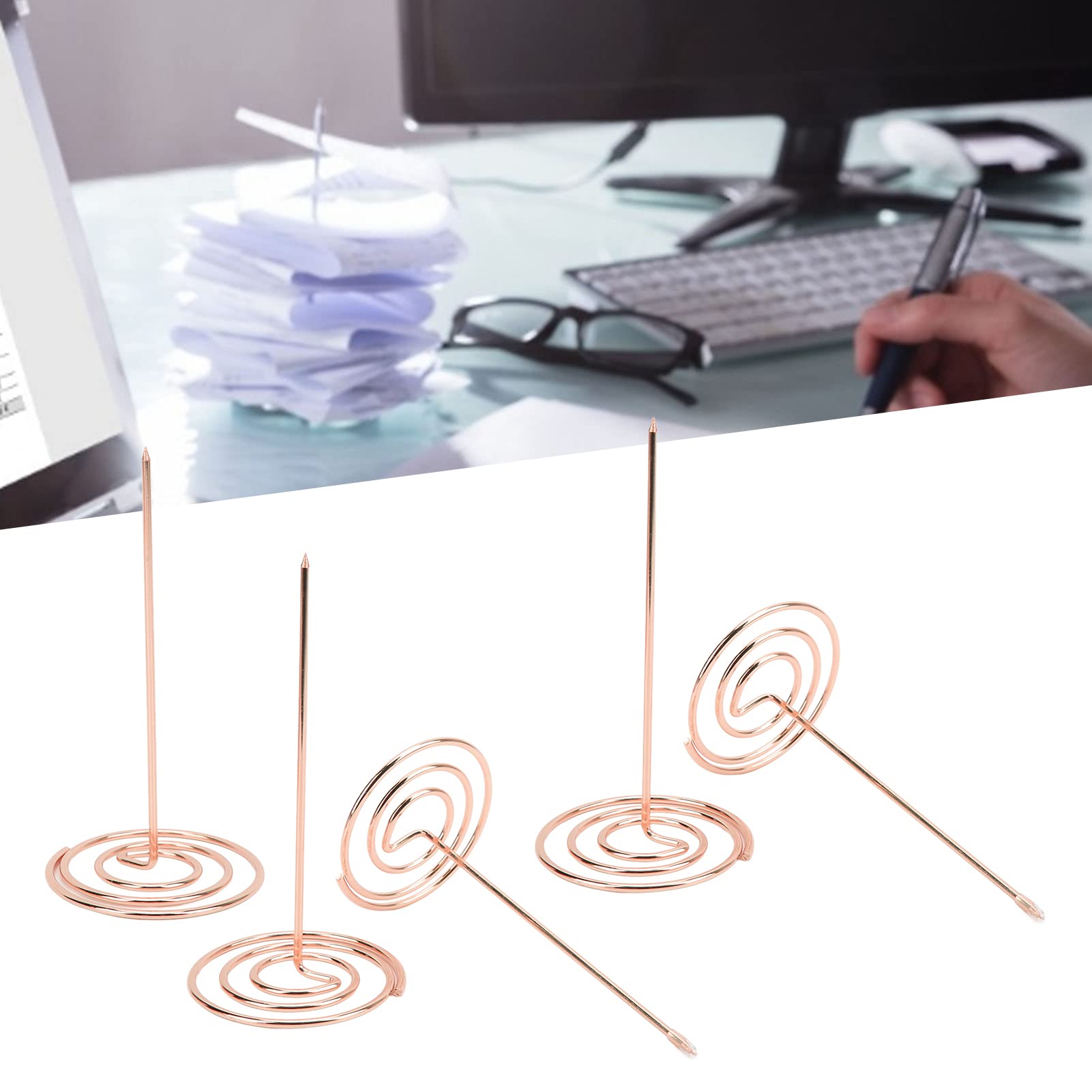 5PCS Rose Gold Receipt Holders for Desk - Durable Recyclable Ticket Spikes & Check Spindles for Office, Kitchen, Restaurant, and Retail Use