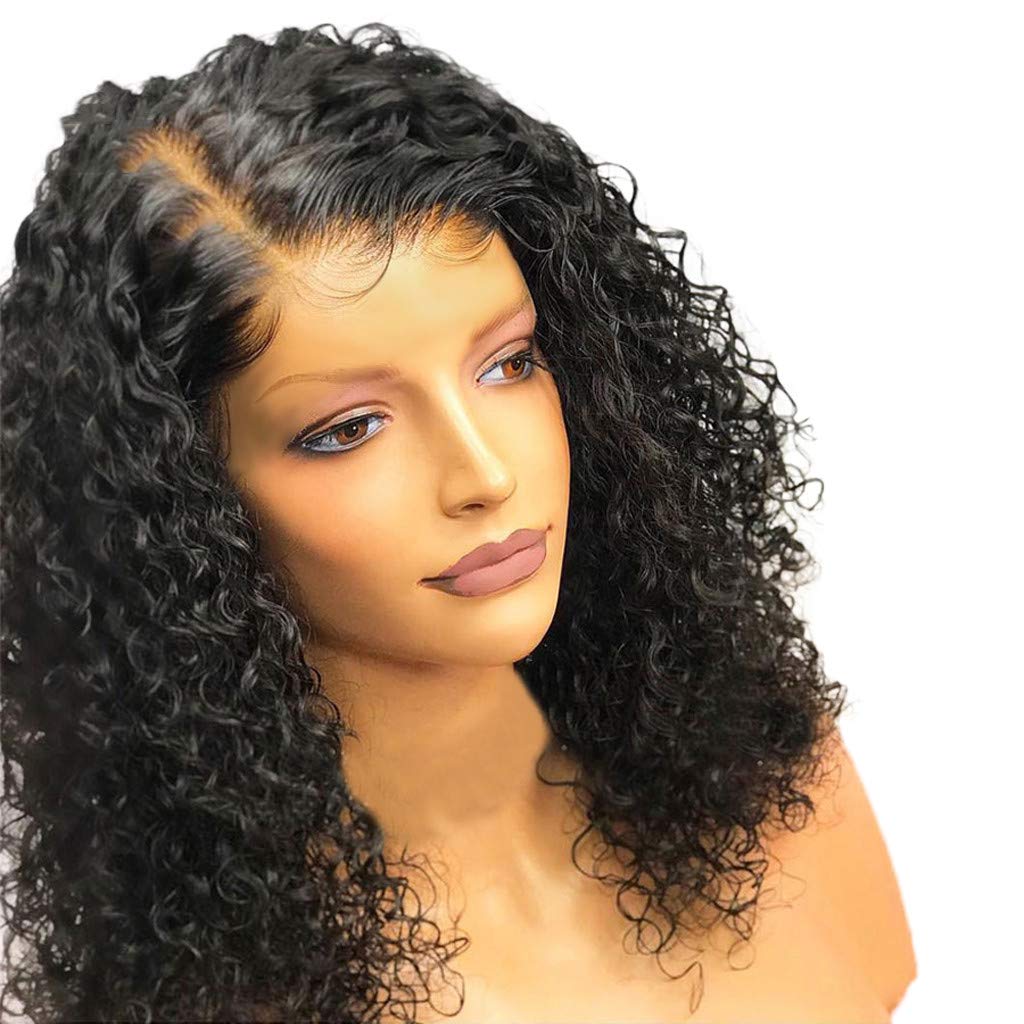 Brazilian Virgin Human Hair Lace Front Wig - 14 Inch Black Curly Rose Hair Glueless Wig with Baby Hair for Women | Perfect for Daily Wear, Cosplay & Special Occasions [by Dolloress]