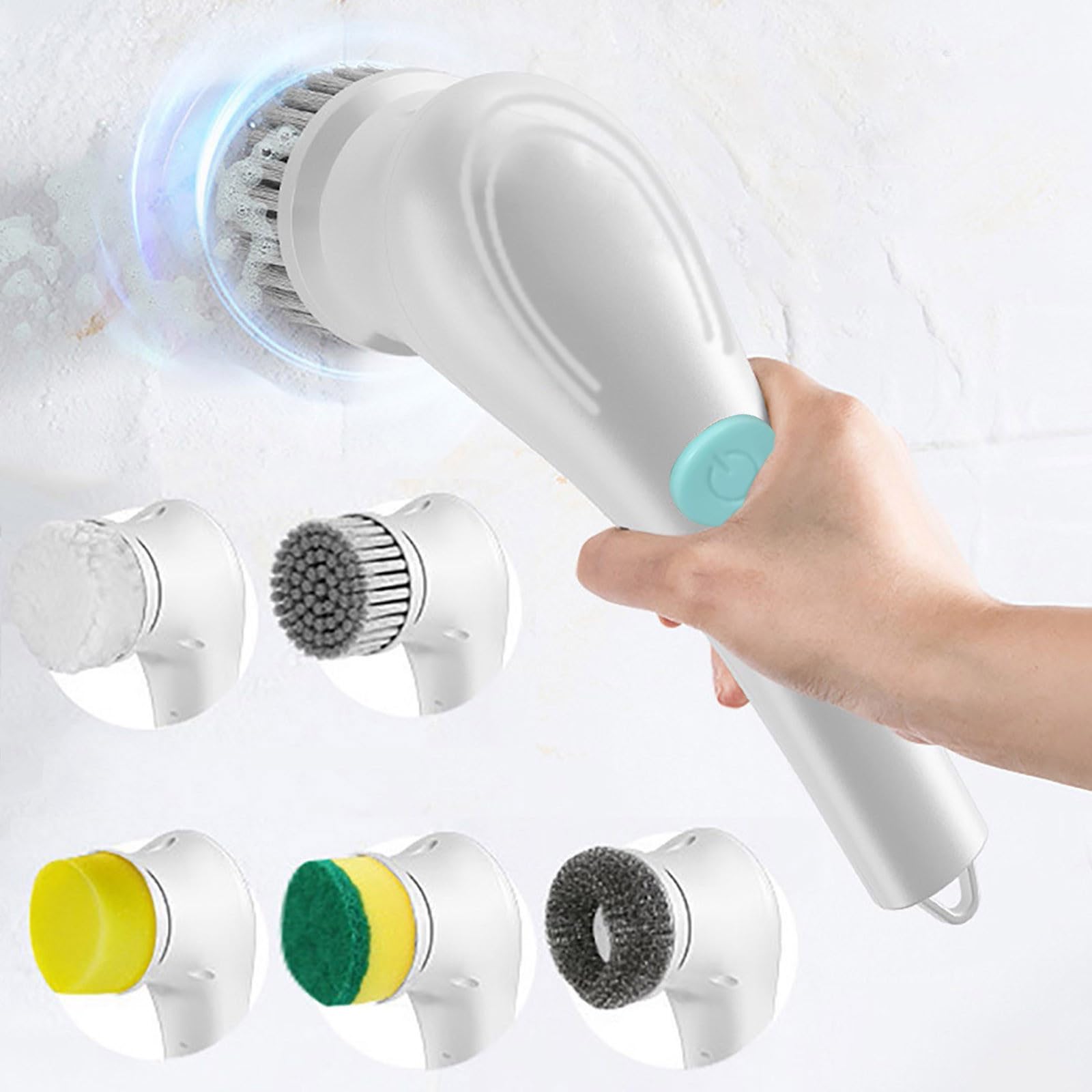 Electric Spin Scrubber - Cordless Rotary Power Cleaner with 5 Replaceable Brush Heads for Bathroom, Tile, Tub & Shower Cleaning | Perfect for Deep Cleaning Grout, Kitchen Appliances & Household Surfaces