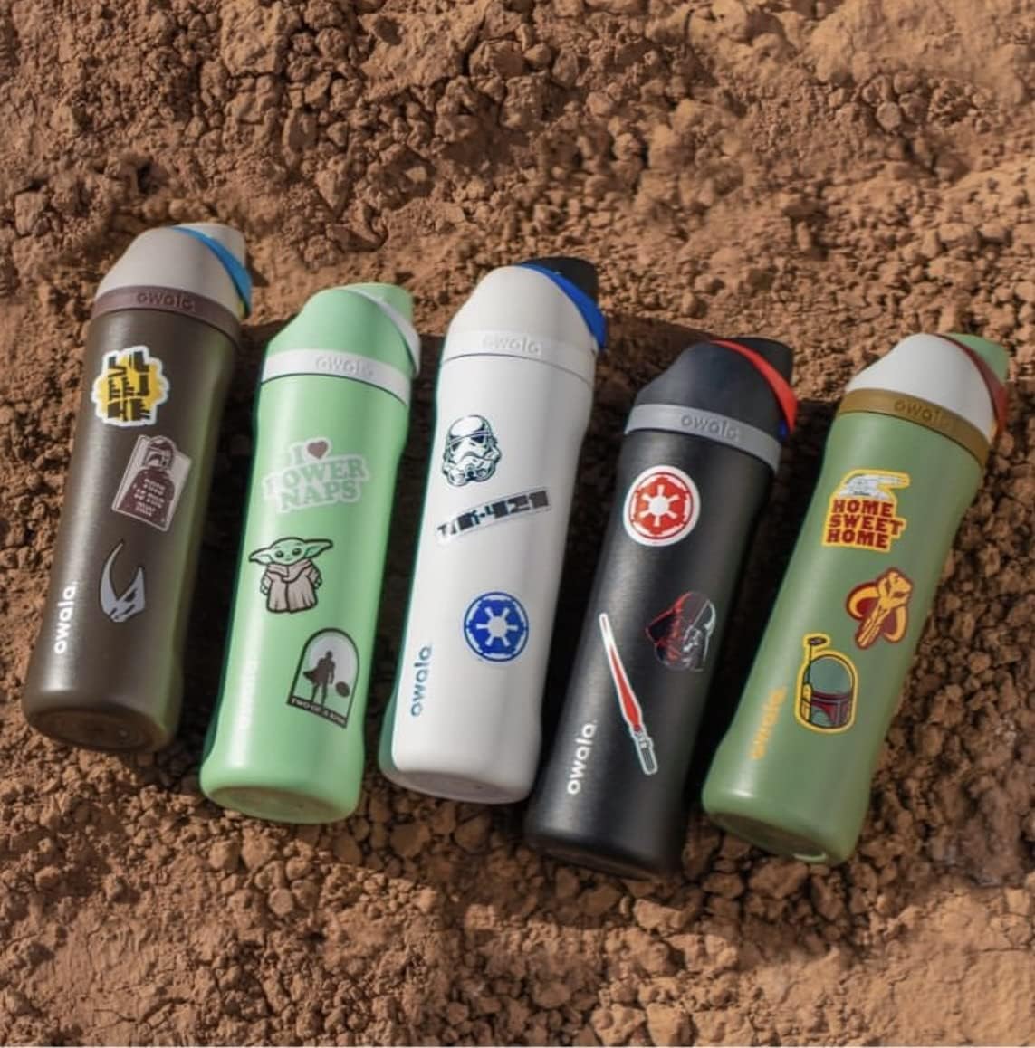 Owala Star Wars FreeSip Insulated Stainless Steel Water Bottle with Straw - 24oz BPA-Free Leak Proof Water Bottle for Sports, Gym, Hiking & Travel - Boba Fest Design for Kids & Adults