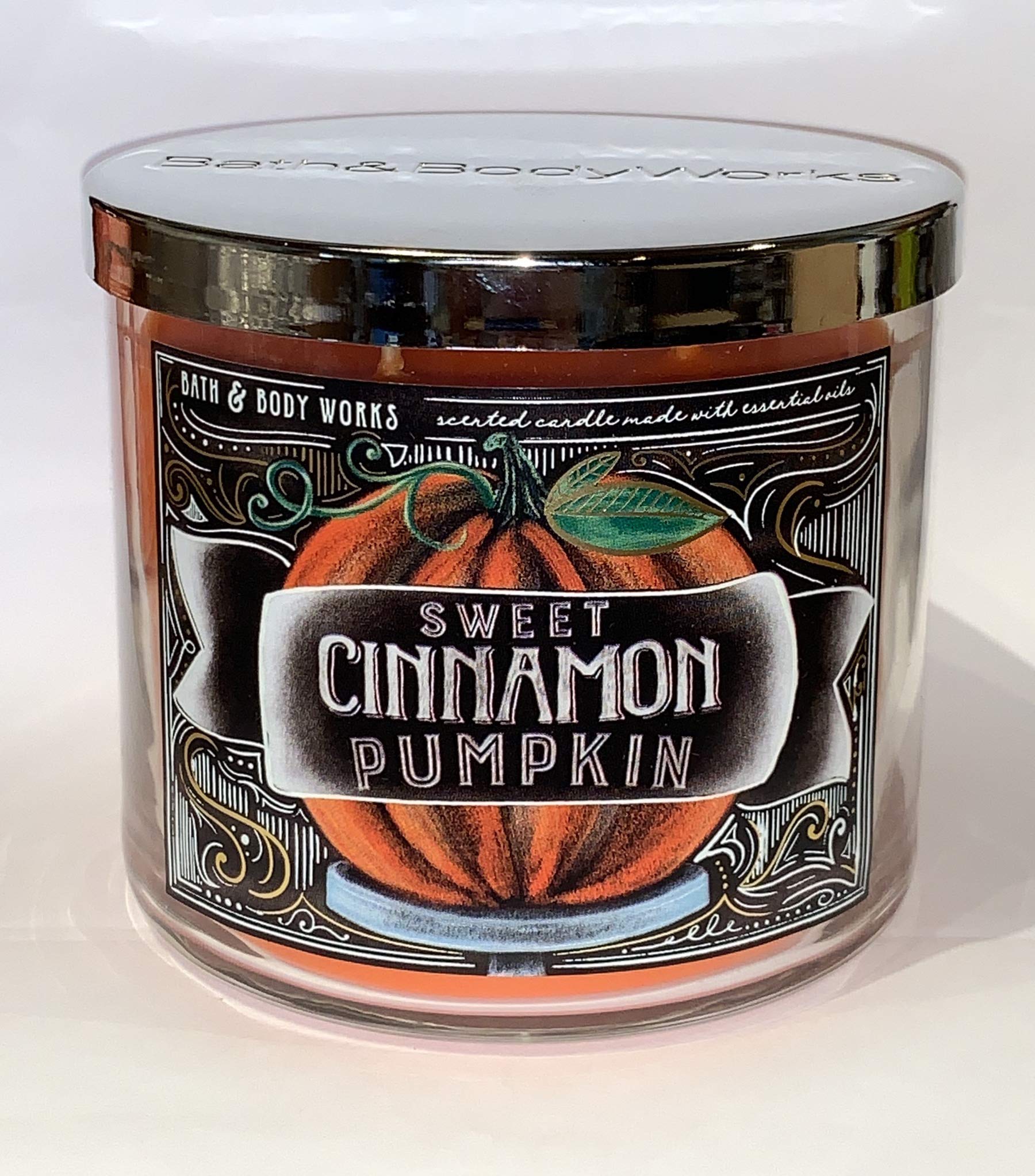 White Barn 3-Wick Scented Candle with Essential Oils - 14.5 oz Aromatherapy Candle - Sweet Cinnamon Pumpkin Fragrance | Bath & Body Works Home Decor for Relaxation, Meditation & Cozy Fall Evenings