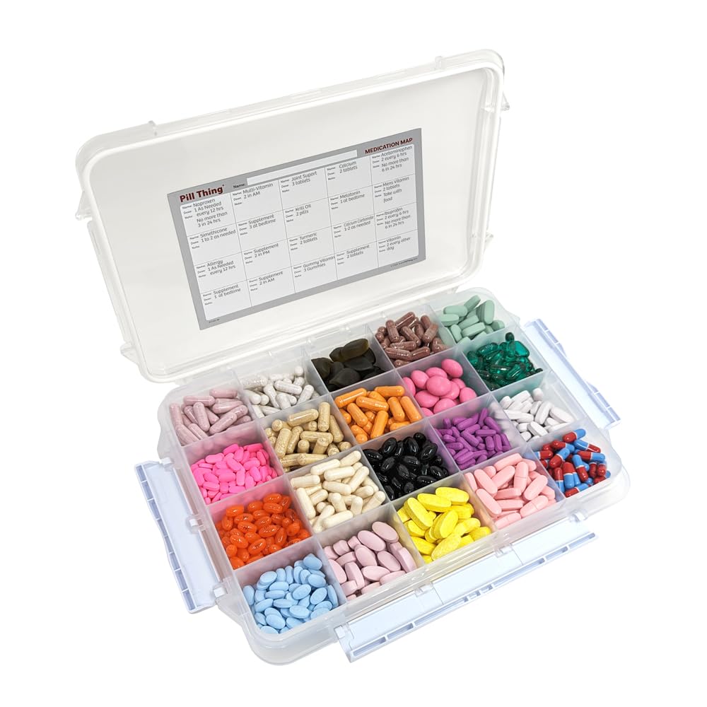 Large Monthly Pill Organizer with Built-in Handle - Deep Compartment Medicine Case with Airtight Lid - Travel Pill Box for Daily Medication & Vitamins - Perfect for Home, Office, and Travel Use