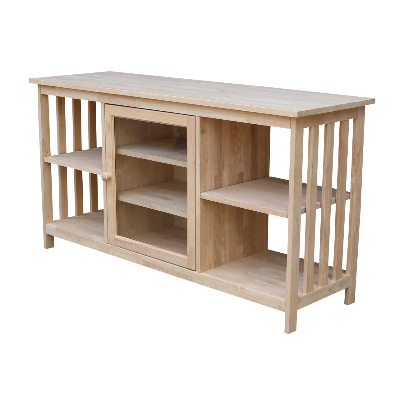 International Concepts Unfinished Mission Entertainment Stand - TV Media Console for Living Room, Bedroom & Home Theater - Rustic Brown Wood TV Stand with Storage Shelves