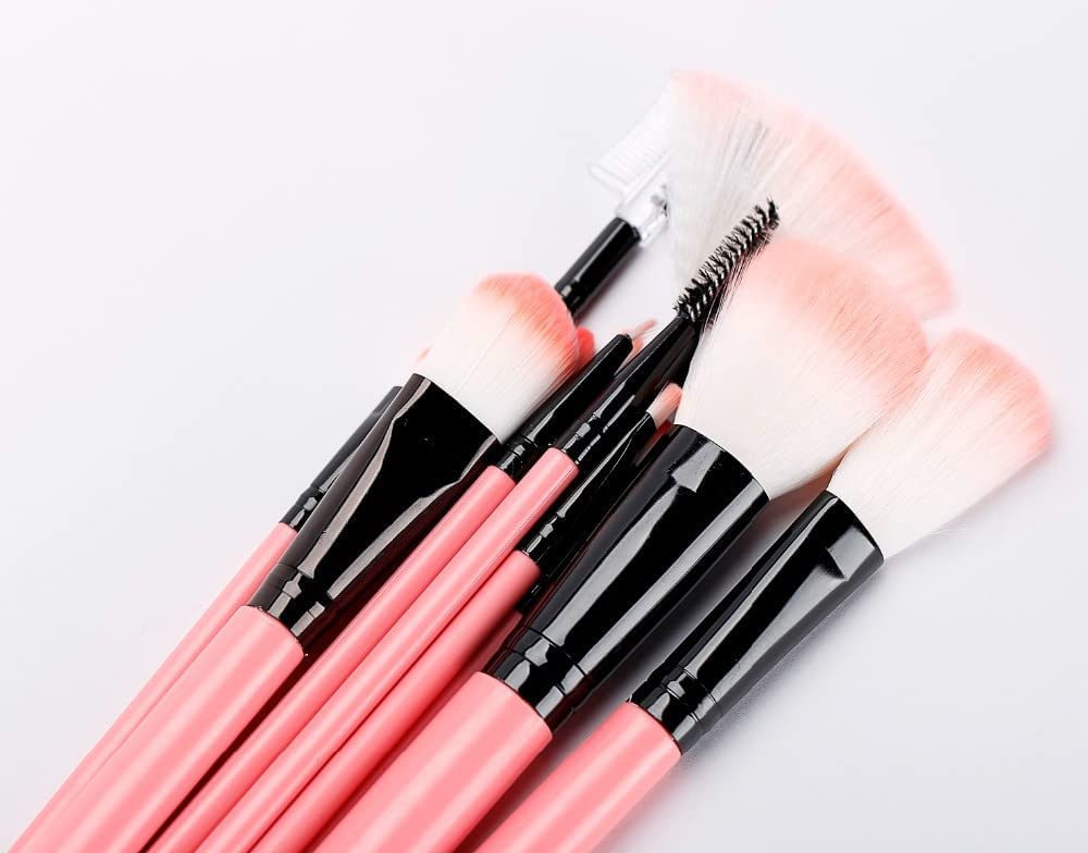 12 Pcs Pink Makeup Brush Set for Women & Girls - Foundation, Eyeshadow, Eyebrow, Eyeliner, Blush, Powder, Concealer & Contour - Perfect for Professional Makeup Application & Travel Beauty Kit