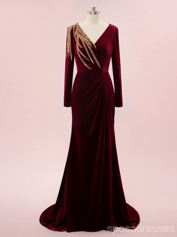 Elegant Mermaid Dark Red V-Neck Maxi Long Prom Dress for Women - Formal Evening Gown for Parties, Homecoming, Weddings & Special Occasions