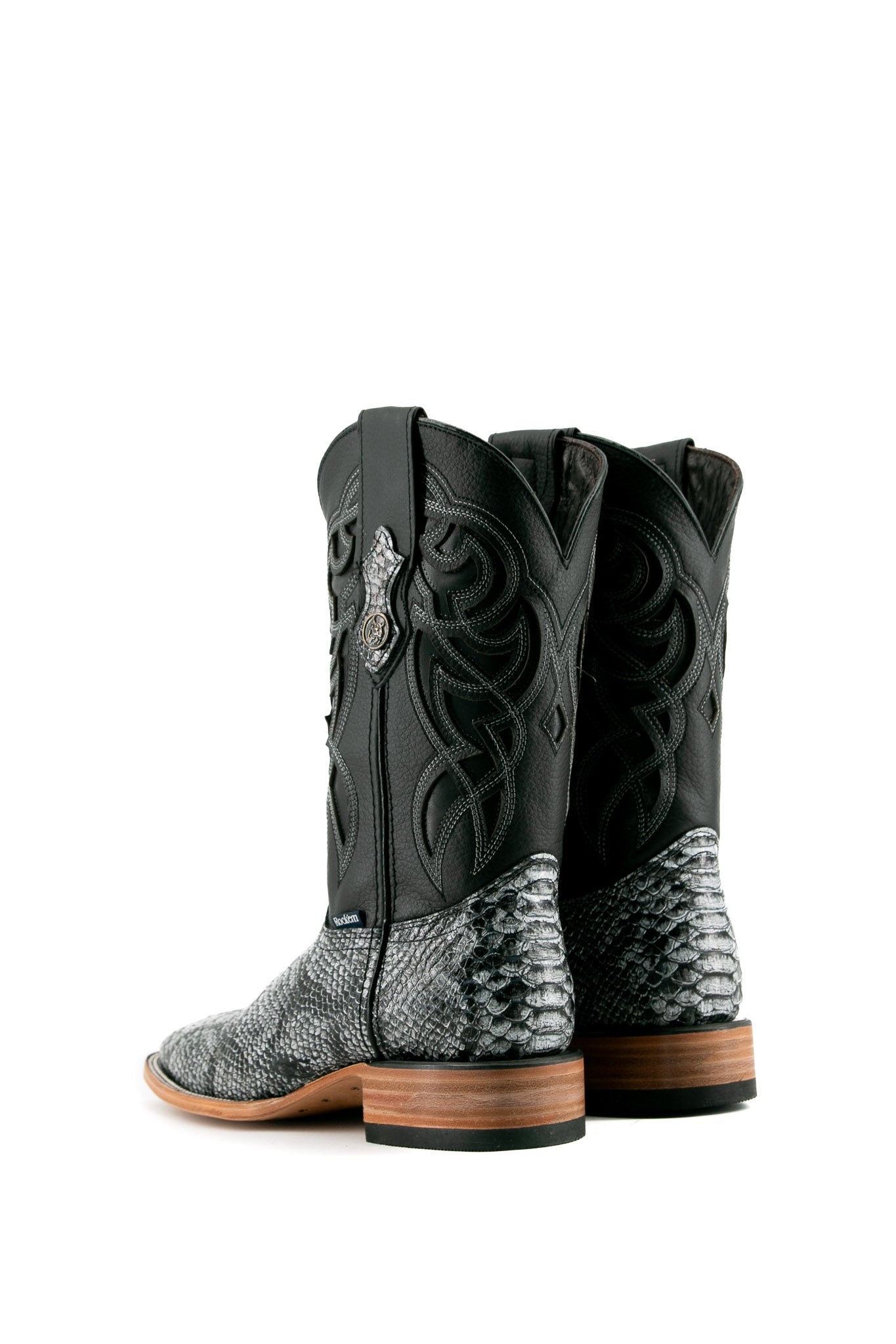 Premium Python Square Toe Cowboy Boots for Men - Western Style Leather Boots with Exotic Snake Skin - Perfect for Rodeo, Country Music Festivals & Western Fashion