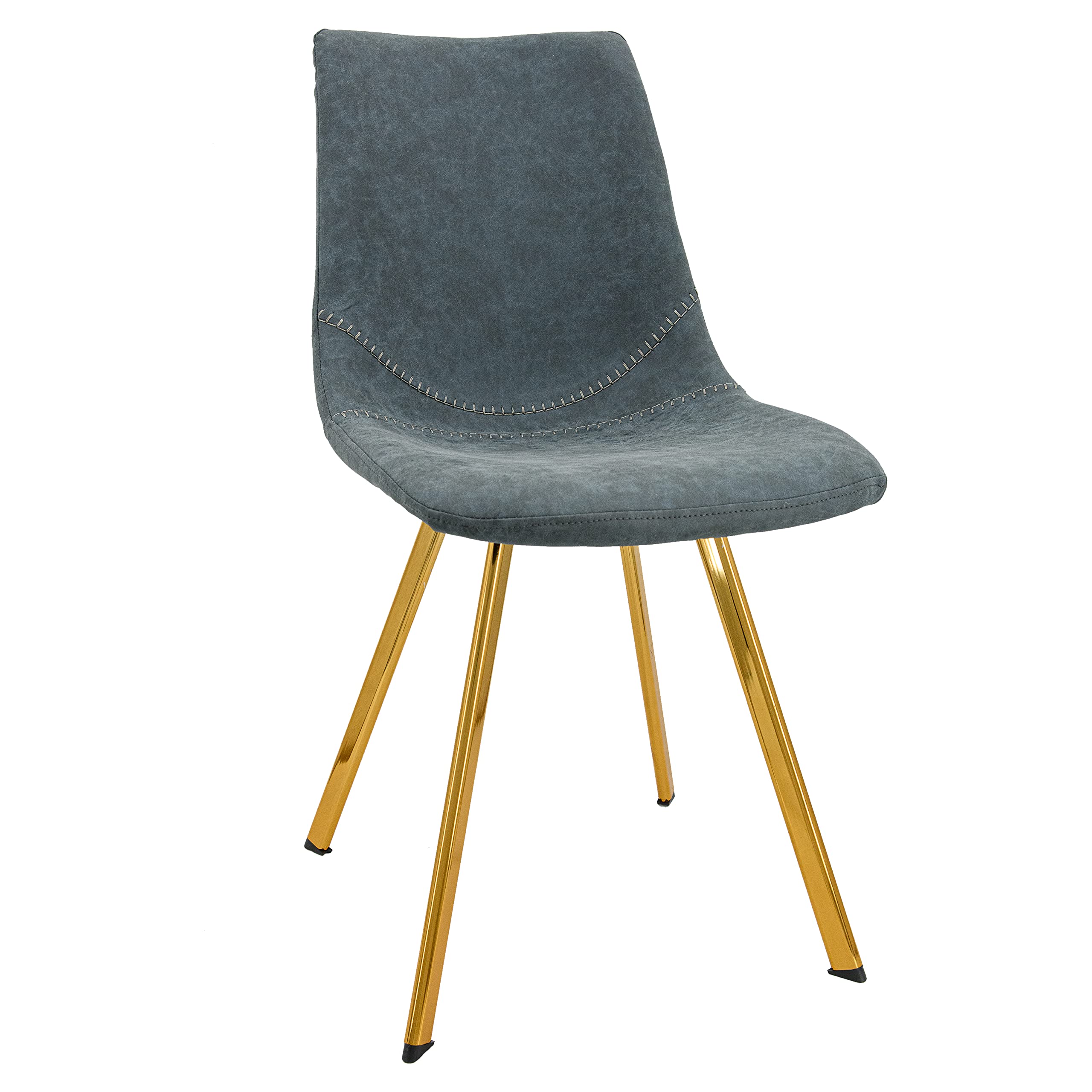 Modern Leather Dining Chairs with Gold Legs - LeisureMod Markley Kitchen Chairs in Peacock Blue for Home, Restaurant & Office Use