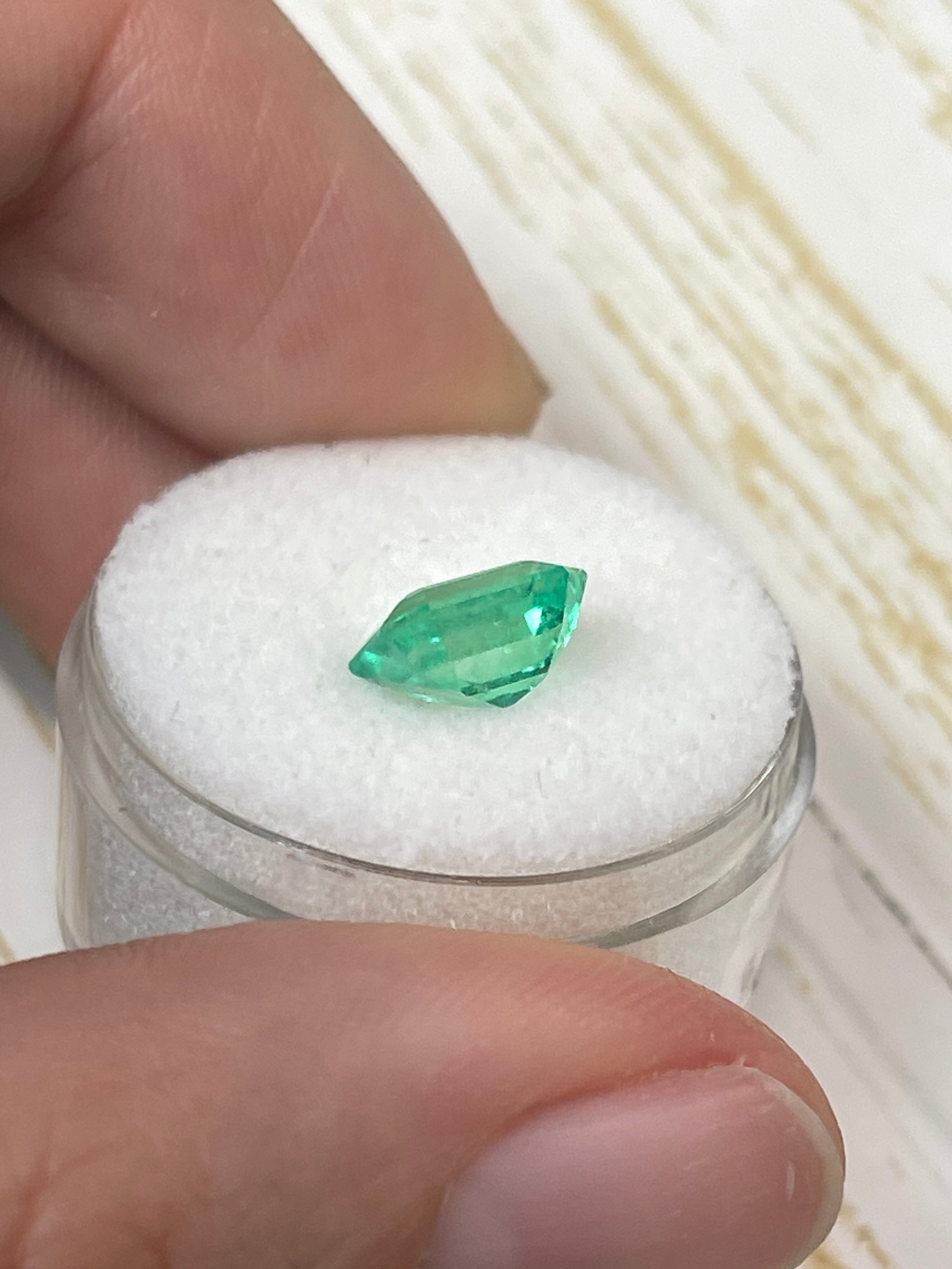 2.14 Carat 9x7mm Muzo Yellowish Green Natural Loose Colombian Emerald - Emerald Cut Gemstone for Jewelry Making, Engagement Rings & Collector's Items