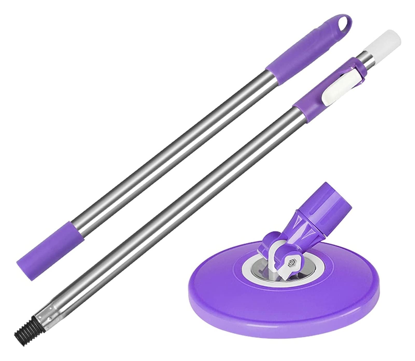 360° Rotating Magic Spin Mop - Stainless Steel Handle with Adjustable Height | Wet & Dry Microfiber Mop Head for Deep Cleaning Floors | Perfect for Hardwood, Tile & Laminate Floors (Purple, Type A - No Mop Head Included)