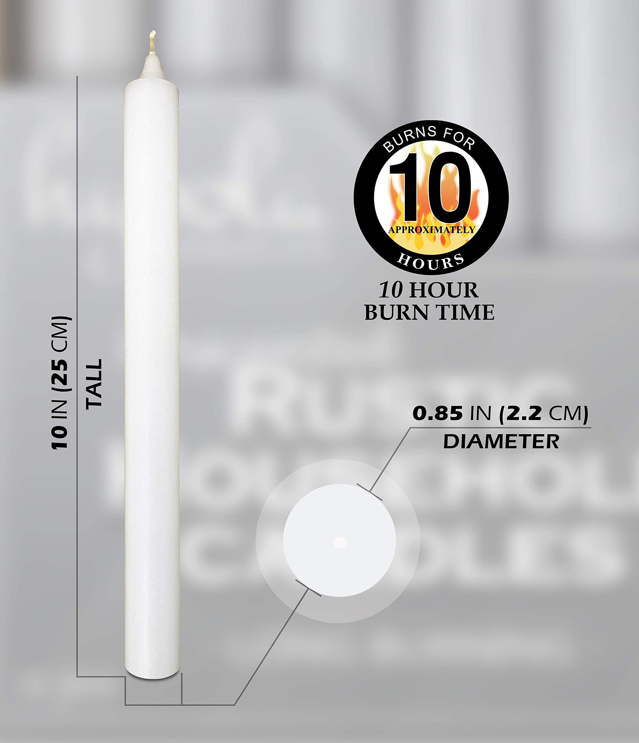 Hyoola 10 Inch White Dinner Candles - 12 Pack Unscented for Weddings & Dining
