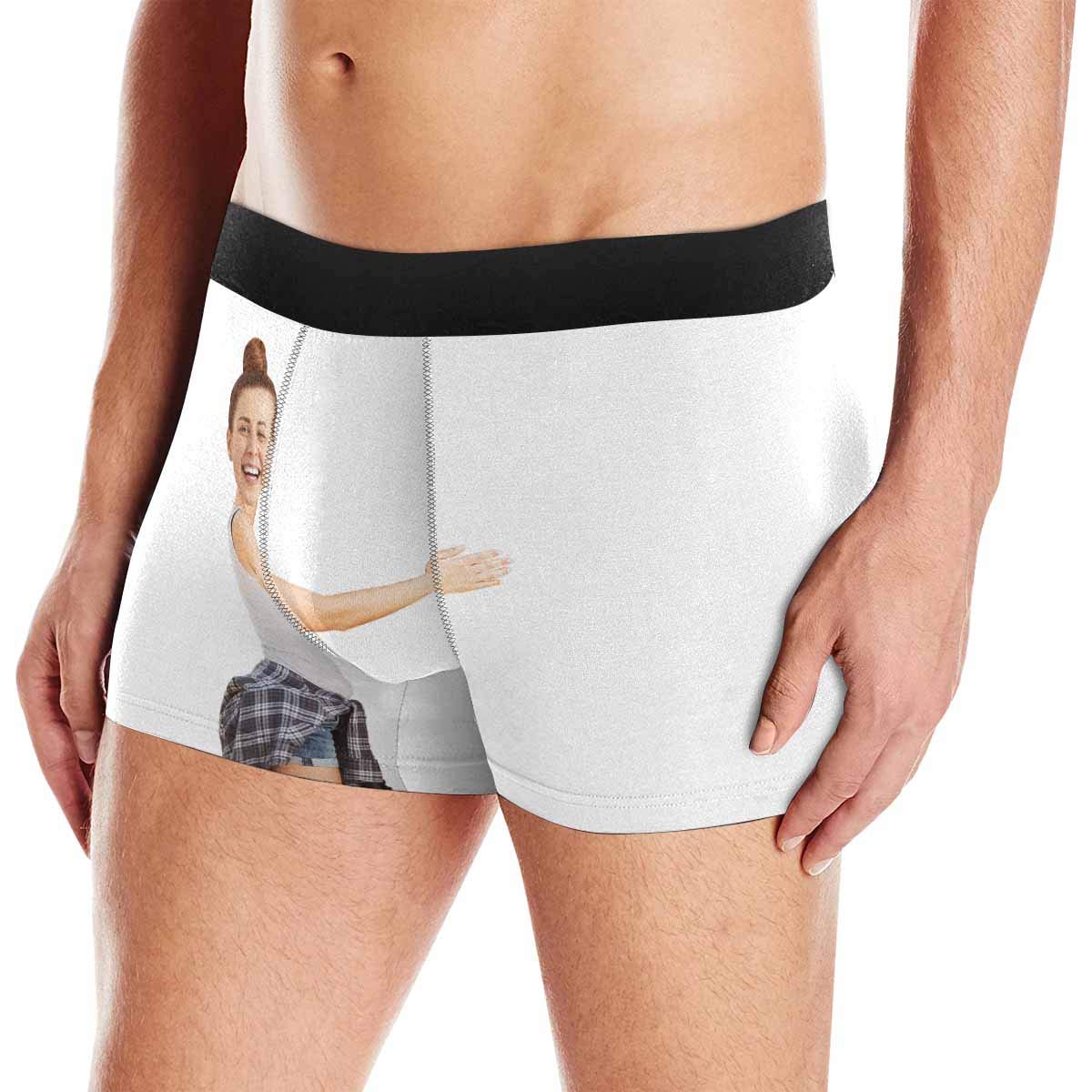 Custom Personalized Face Boxer Briefs for Men - Valentine's Day Gift with Watermelon Red Design - Funny Underwear for Couples, Groomsmen & Special Occasions - Perfect for Anniversaries, Bachelor Parties & Romantic Surprises