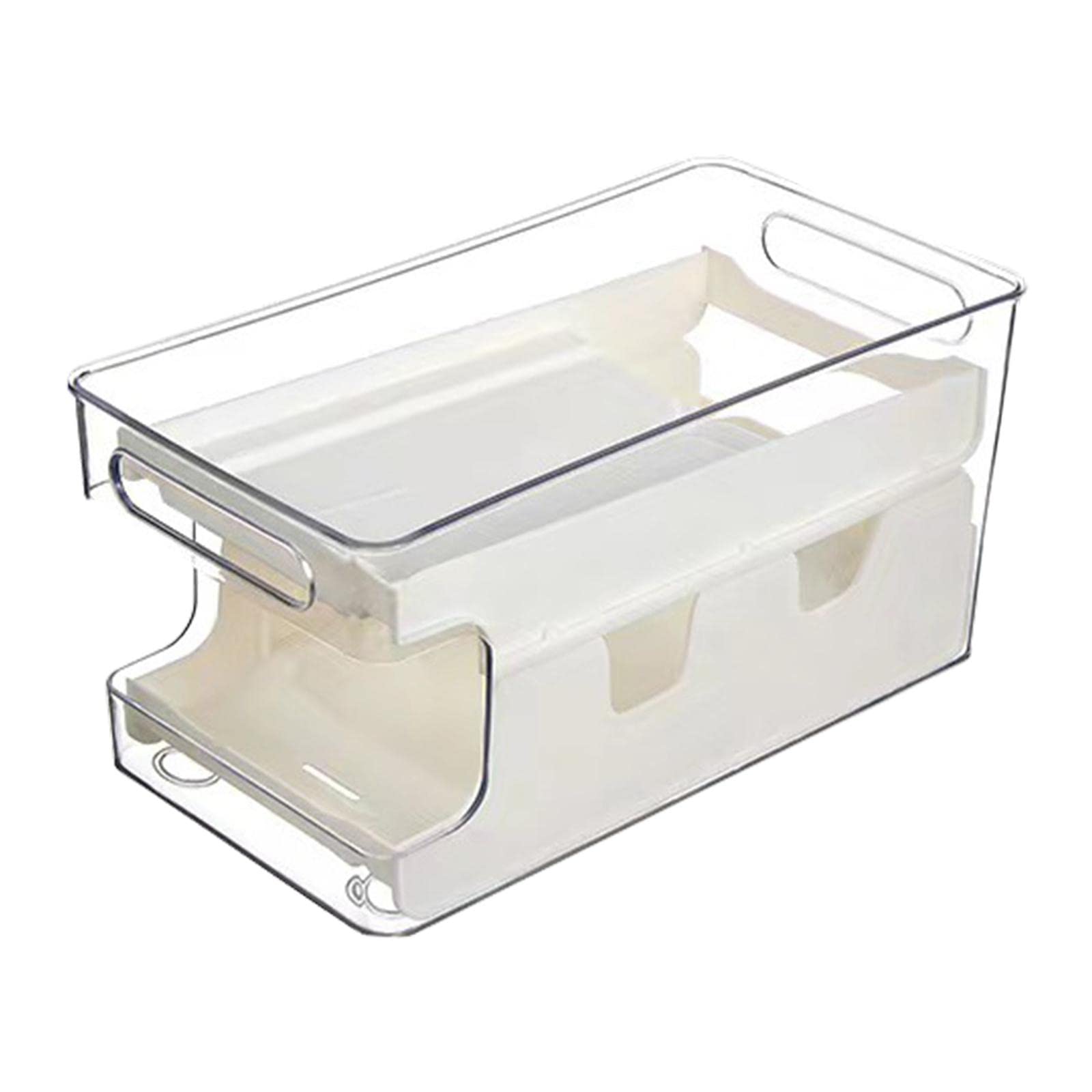 MagiDeal 2-Tier Refrigerator Organizer Bins - Space Saving Kitchen Storage Containers for Fridge, Pantry, Cabinet & Drawer Organization - Perfect for Fruits, Vegetables, Snacks & Condiments (White)
