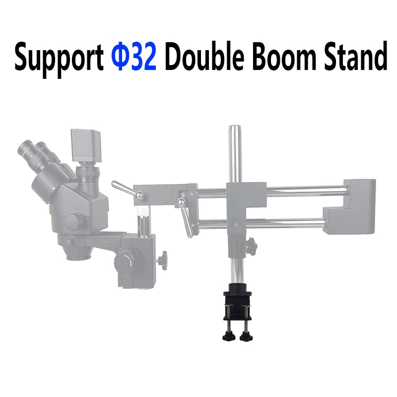 Adjustable Universal Microscope Stand with 32mm & 25mm Clamp - Compatible with Stereo Trinocular Microscopes, HDMI Digital USB Cameras & Phone Repair Tools (Ideal for Laboratory, Jewelry Inspection & Electronics Repair)
