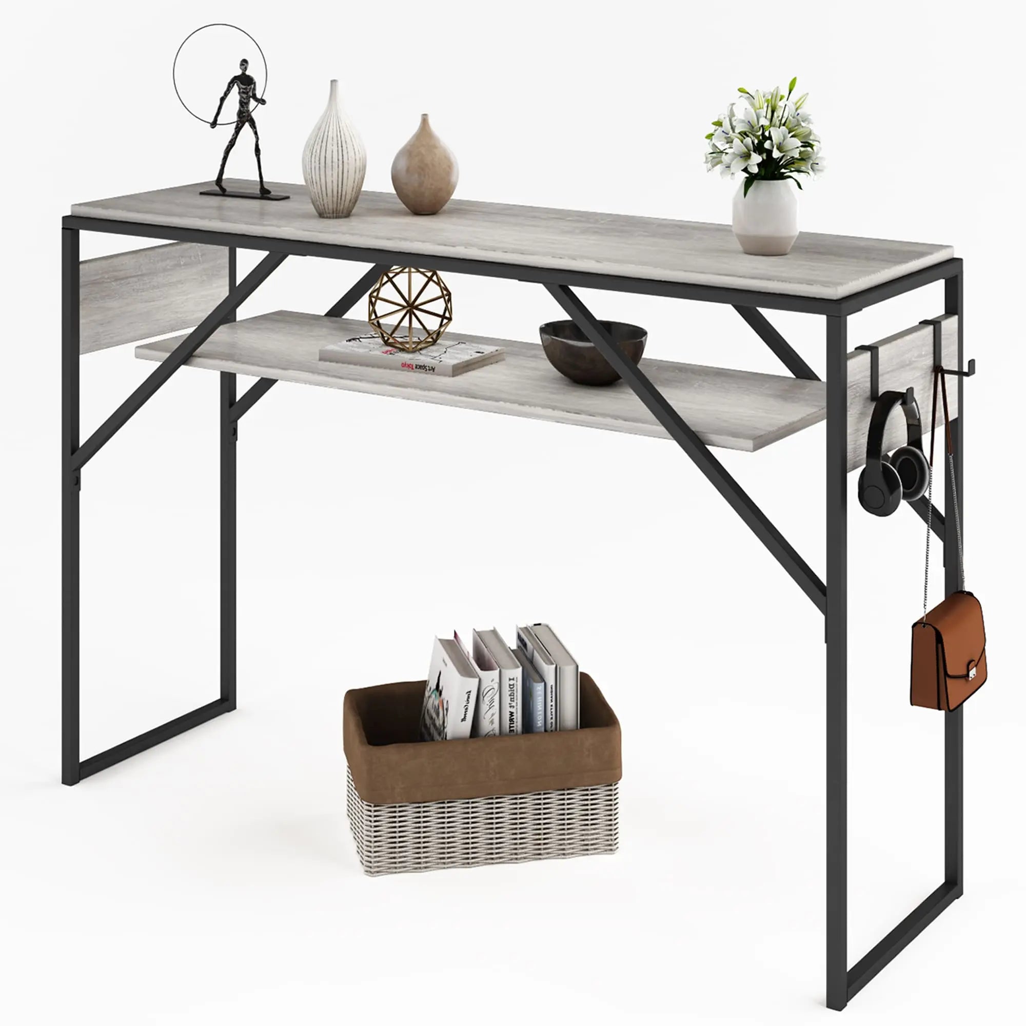 Bestier Modern Console Table for Entryway - 55 Inch Hallway Sofa Table with Storage Shelf, Farmhouse Style Wooden Entry Table for Living Room, Bedroom & Foyer Decor