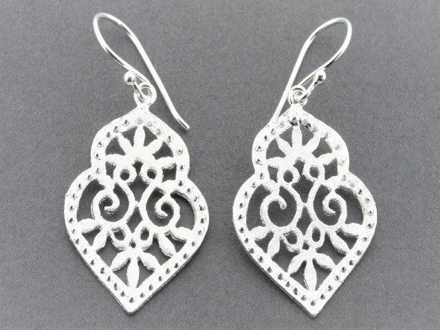 Beaded Floral Shield Earrings for Women - Handmade Bohemian Dangle Earrings - Perfect for Weddings, Parties & Boho Fashion