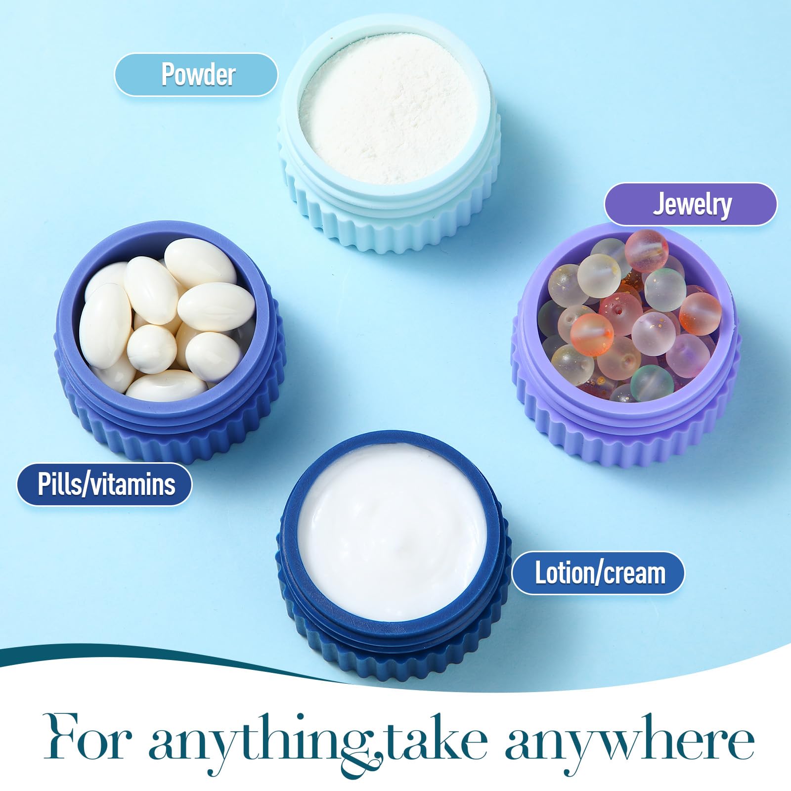 8-Piece Small Silicone Cream Jars with Lids (0.7oz/20ml) - Leakproof Travel Containers for Toiletries, Mini Refillable Cosmetic Jars for Moisturizer, Makeup, Face & Body Care - Perfect for Travel, Gym & Home Use (Stylish Colors)