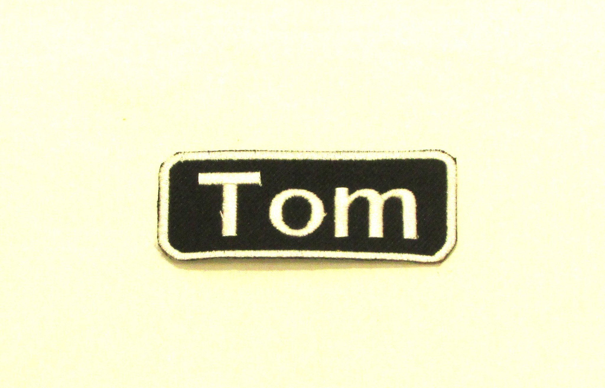 Tom White on Black Iron Name Badge Patch for Biker Vest NB261 - Perfect for Motorcycle Clubs, Biker Jackets & Leather Vest Customization