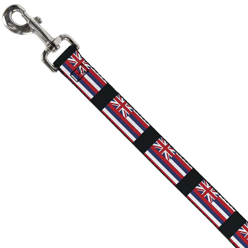 Buckle-Down Hawaii Flags Pet Leash - 6 Feet Long, 1 Inch Wide - Durable Dog Walking Leash for Beach, Park & Outdoor Adventures