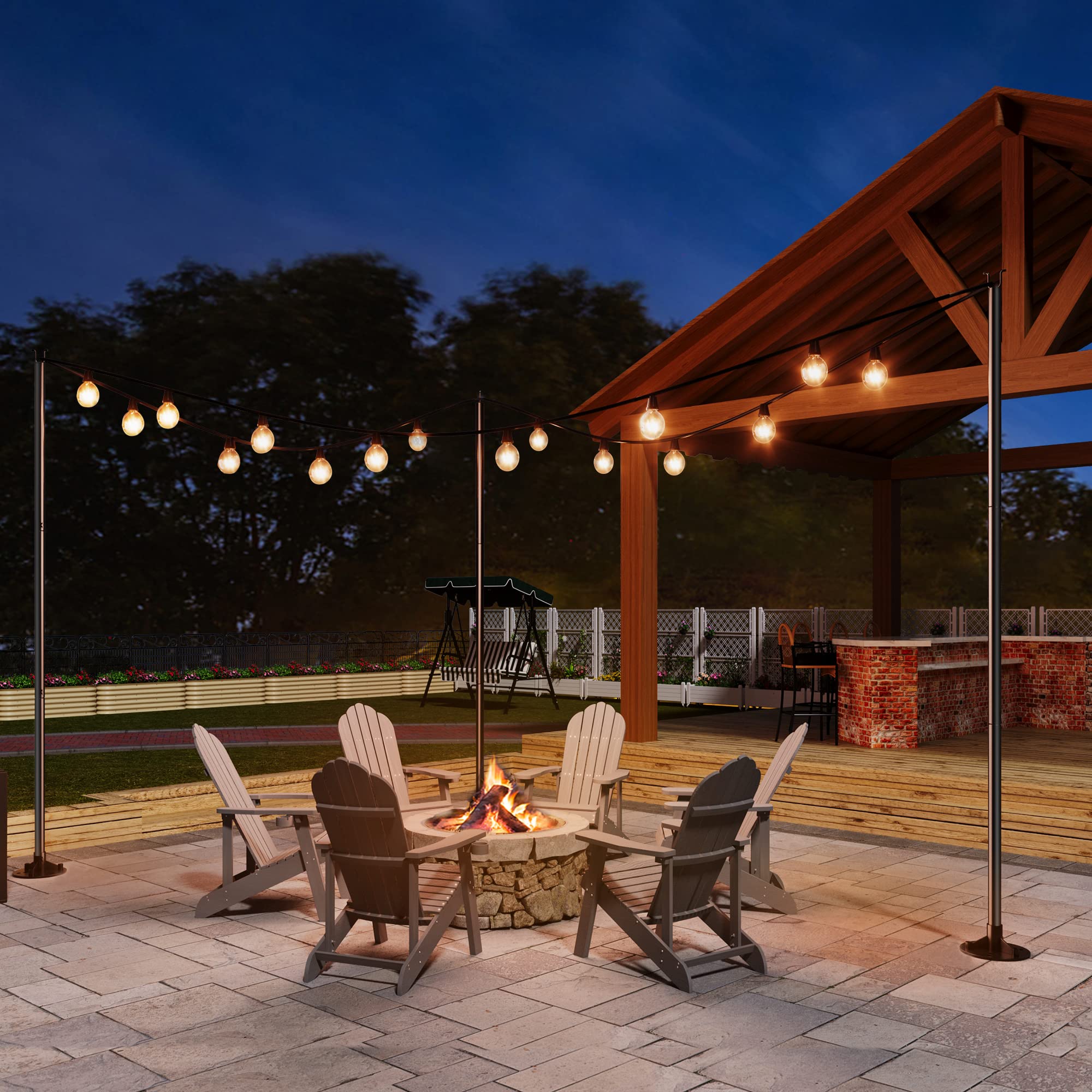YITAHOME 2 Pack 11ft Outdoor String Light Poles - 4-in-1 Adjustable Stand for Patio, Deck, Garden, Backyard & Wedding Decor | Weather-Resistant String Light Holder for Outdoor Parties & Events