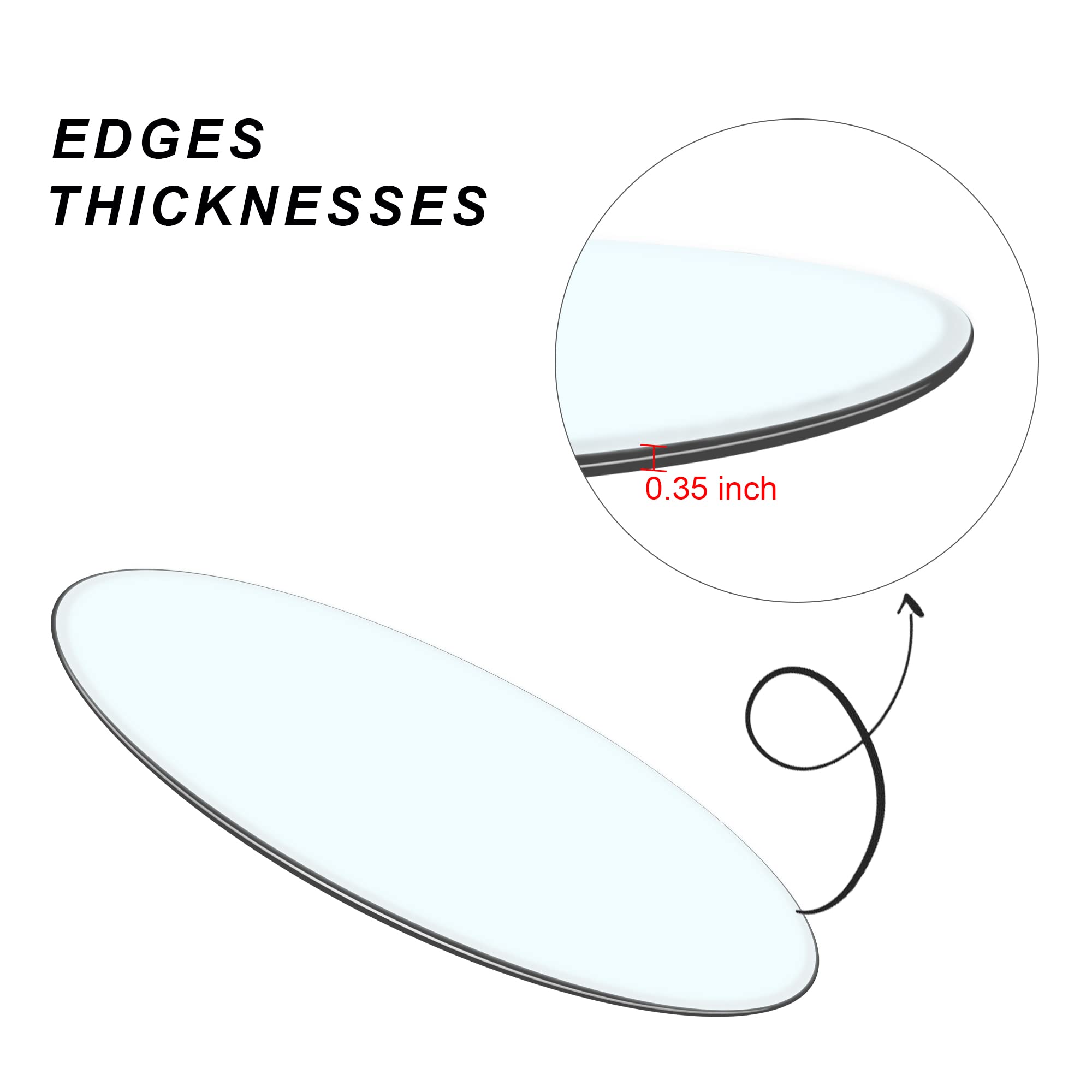 52 Inch Round Tempered Glass Table Top - Durable Thick Replacement for Dining & Patio Tables - Perfect for Living Room, Restaurant, Outdoor & Indoor Use