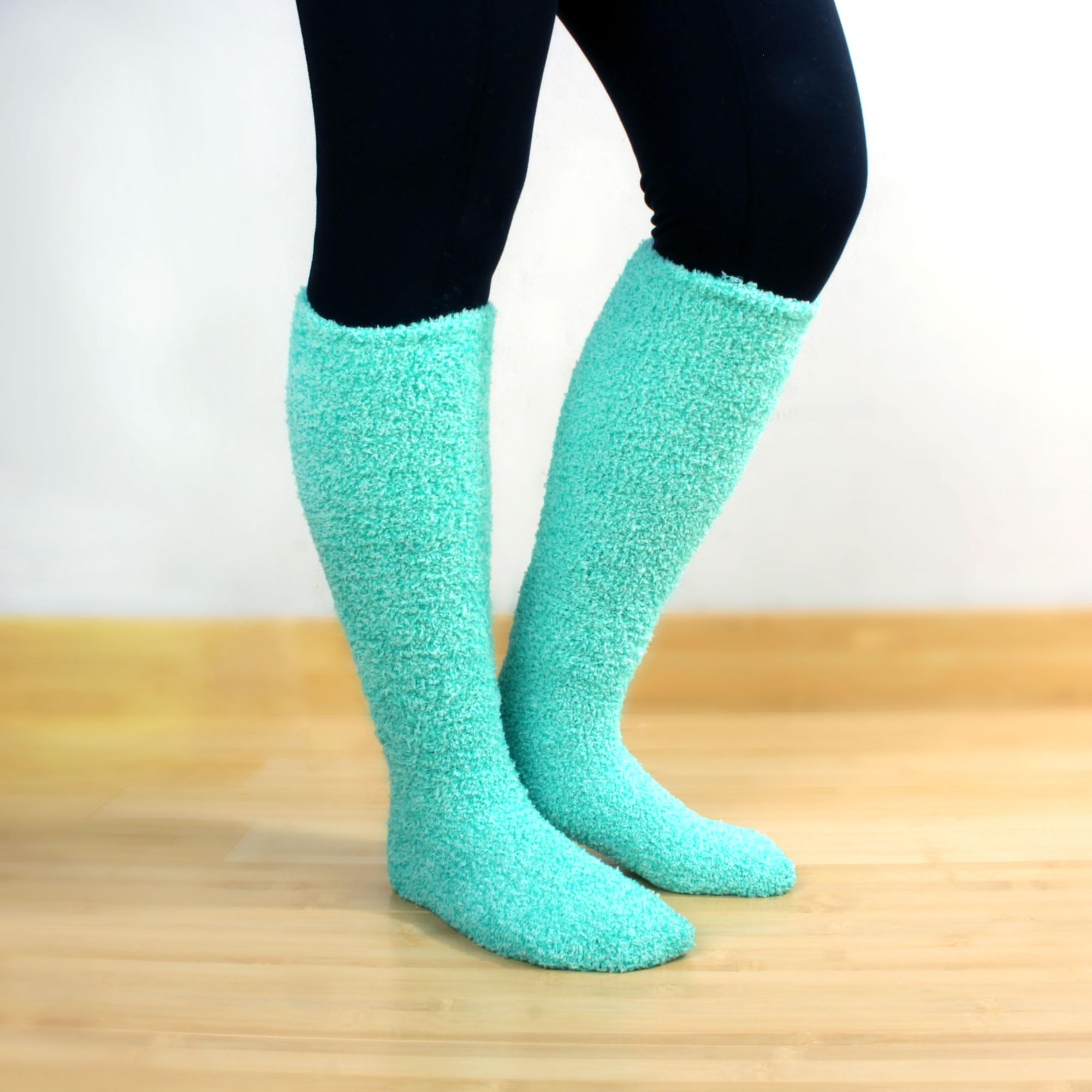 Women's Fuzzy Feather Soft Cozy Knee High Socks - Warm Winter Socks for Women, Ultra Soft Plush Knit Socks - Perfect for Cold Weather, Lounge, Home & Gift Giving