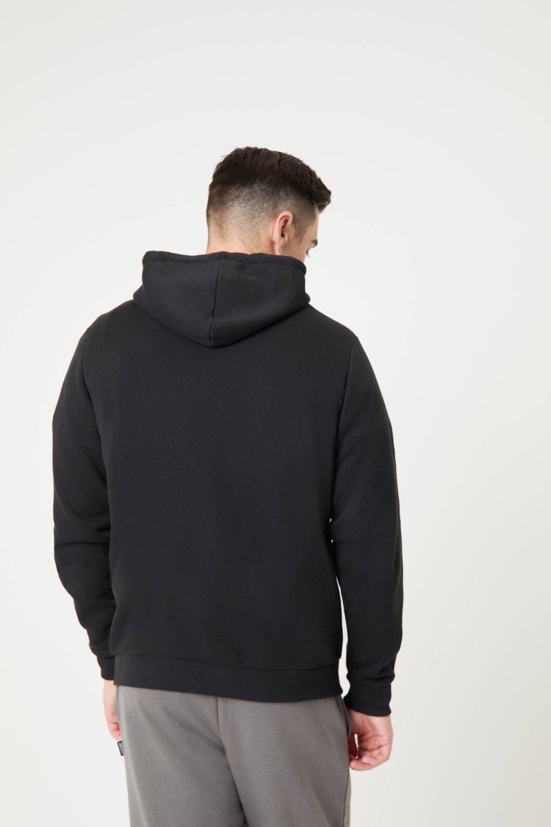 INSPORT Men's Alaska Full Zip Hooded Fleece Jacket - Black Winter Coat for Outdoor Activities, Hiking & Casual Wear