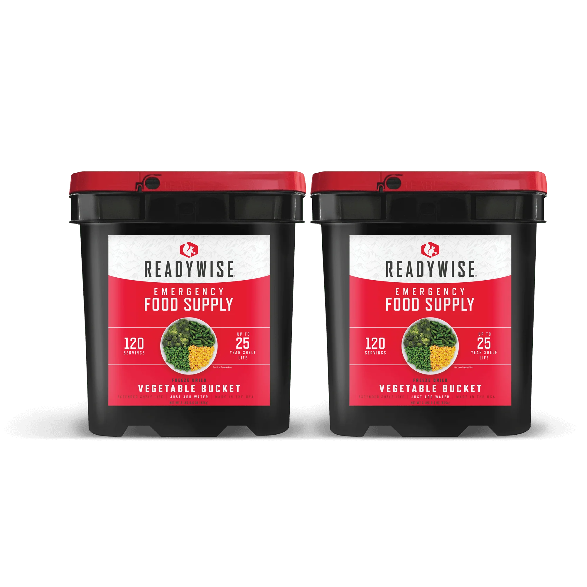 ReadyWise 120 Serving Emergency Food Supply - Freeze Dried Vegetable Bucket (12 Pack) | Long Term Storage, Camping & Survival Prep