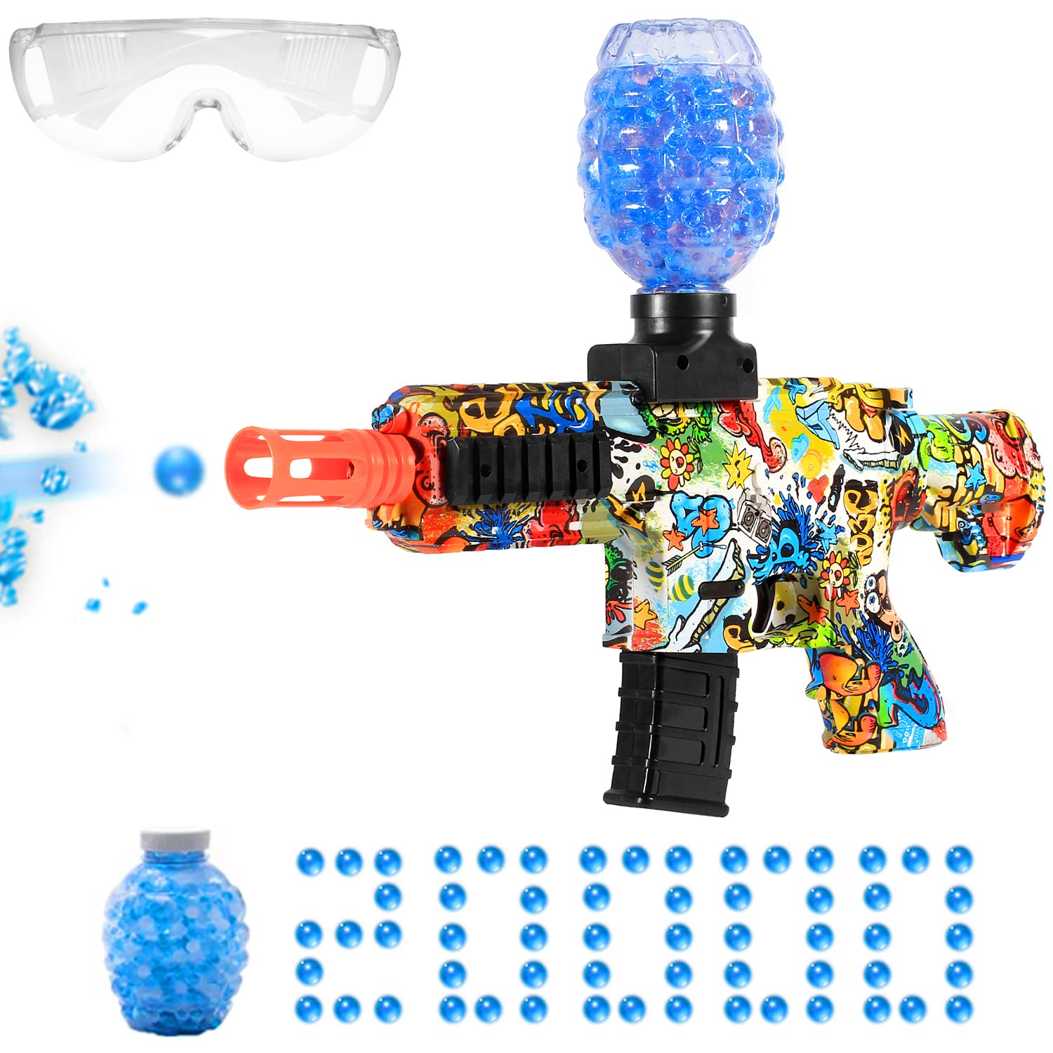 BYUQDF Electric Gel Ball Blaster M416-5 - Automatic Splatter Ball Gun with 20000 Water Beads - Outdoor Splat Ball Toy for Kids & Teens Ages 12+ - Perfect for Backyard Battles, Team Games & Outdoor Activities