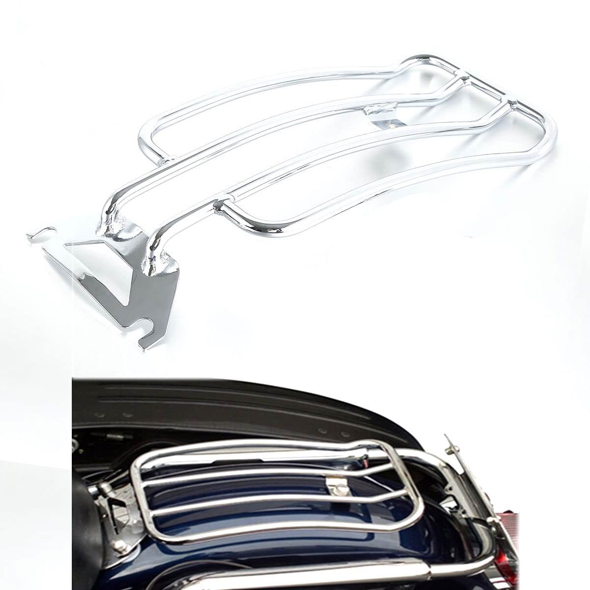 Chrome Solo Seat Luggage Rack for Harley Davidson Touring Road King FLHR (1997-2022) | Heavy-Duty Motorcycle Storage | Perfect for Long Rides & Road Trips