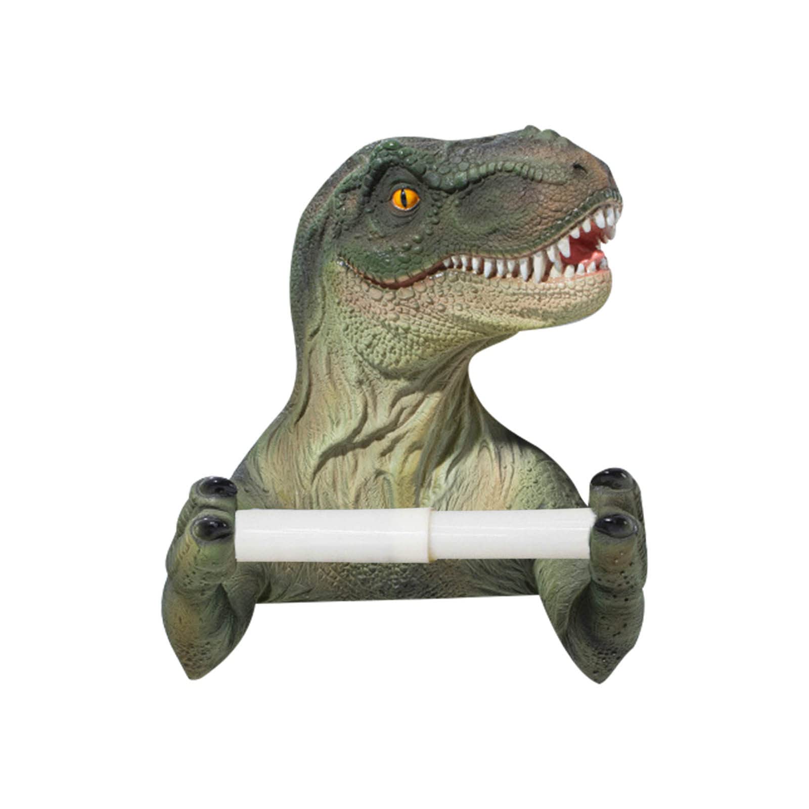 Dinosaur Toilet Paper Holder - Free Standing Bathroom Tissue Roll Stand with Resin Technology, Cute Washcloth Storage for Kids Room Decor & Dinosaur Theme Bathroom Accessories