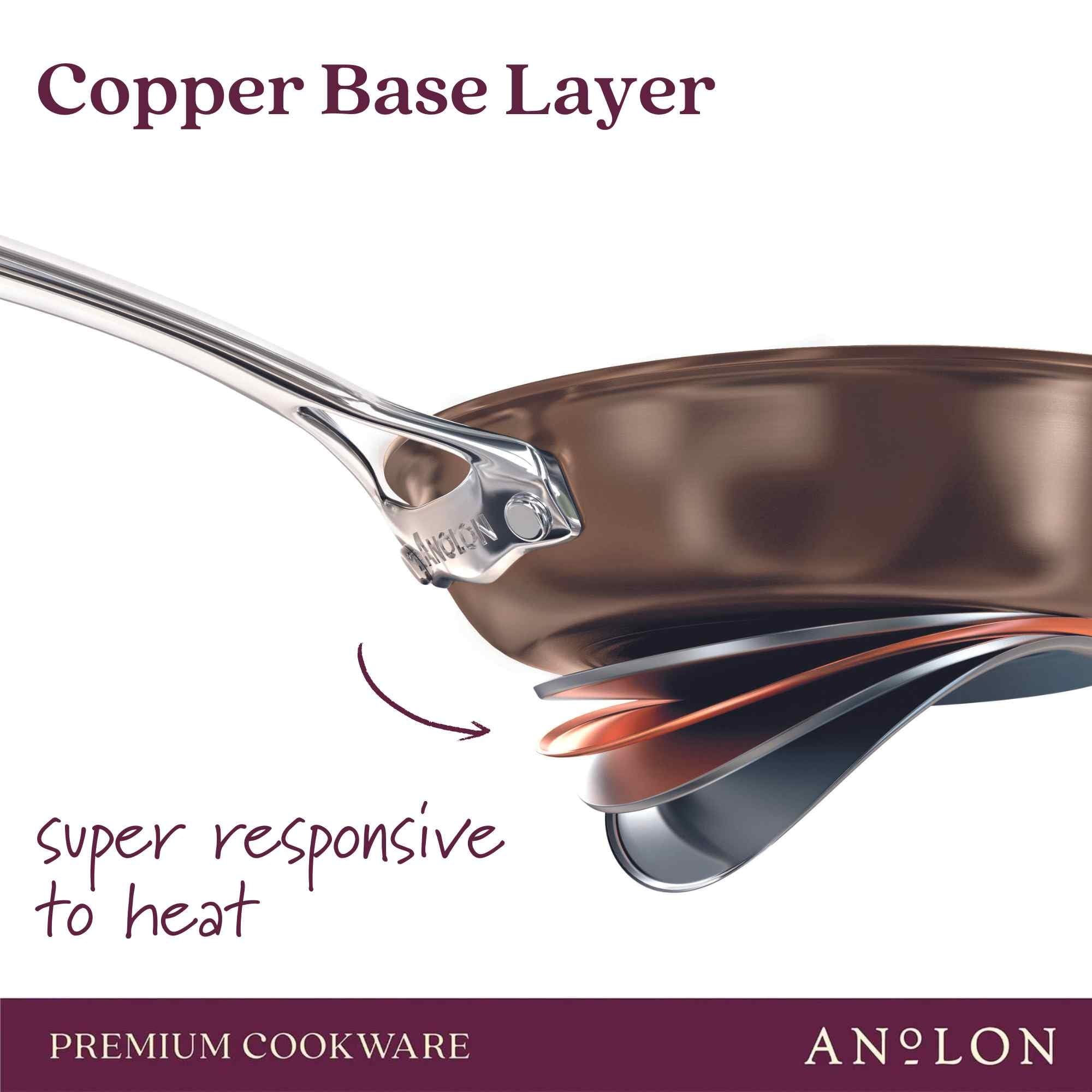 Anolon Nouvelle Copper Hard Anodized Nonstick Cookware Set - 8.5 & 10 Inch Frying Pans, Skillets for Sauteing, Frying & Everyday Cooking | Durable Brown Coating | Perfect for Home Chefs