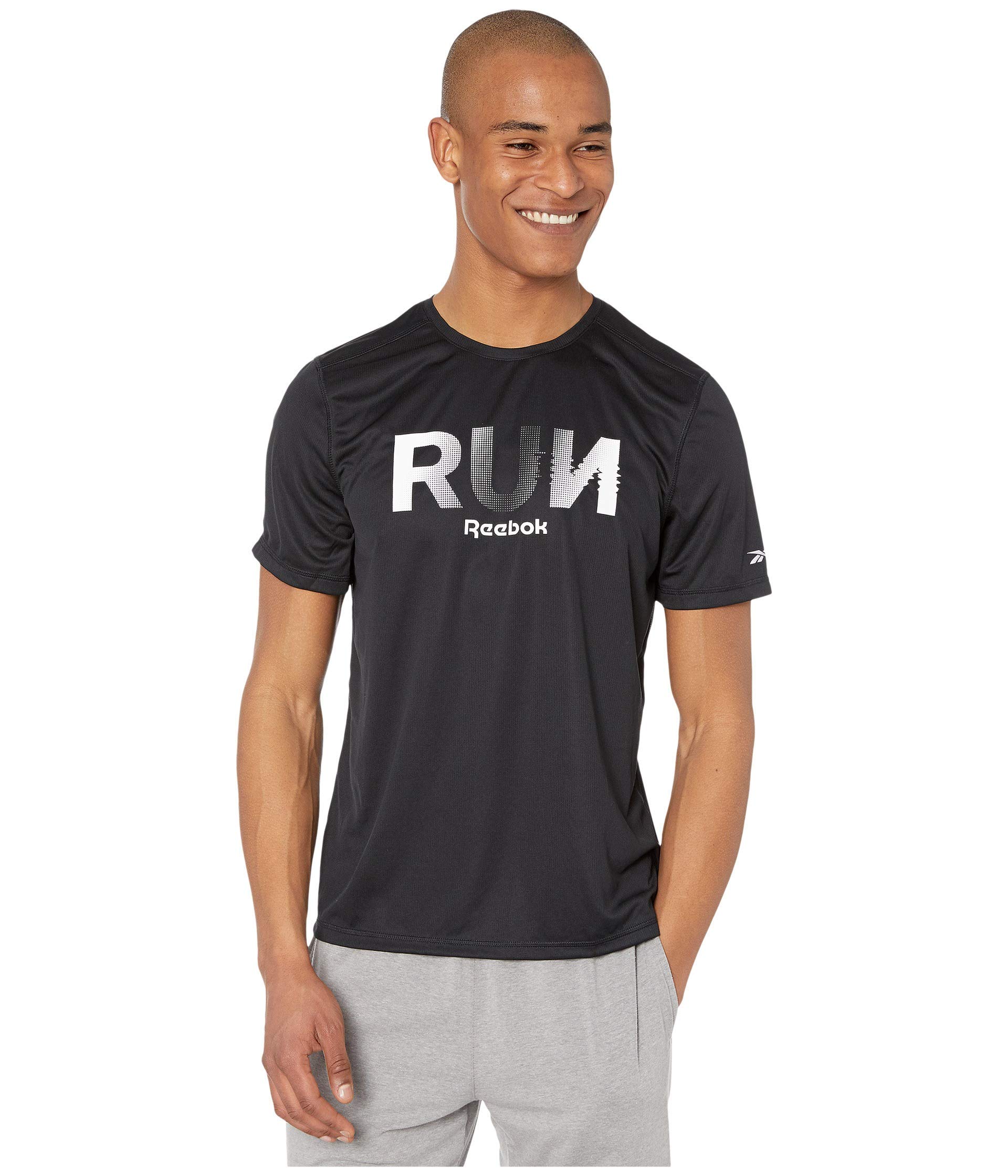Reebok Men's Running Essentials Graphic Tee - Breathable Workout Shirt for Jogging & Gym Training - Lightweight Activewear for Running, Fitness & Casual Wear