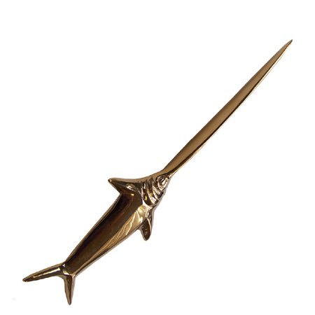 Premium Brass Swordfish Letter Opener - Elegant Desk Organizer & Unique Gift for Men - Perfect for Office, Home Study & Executive Gifts