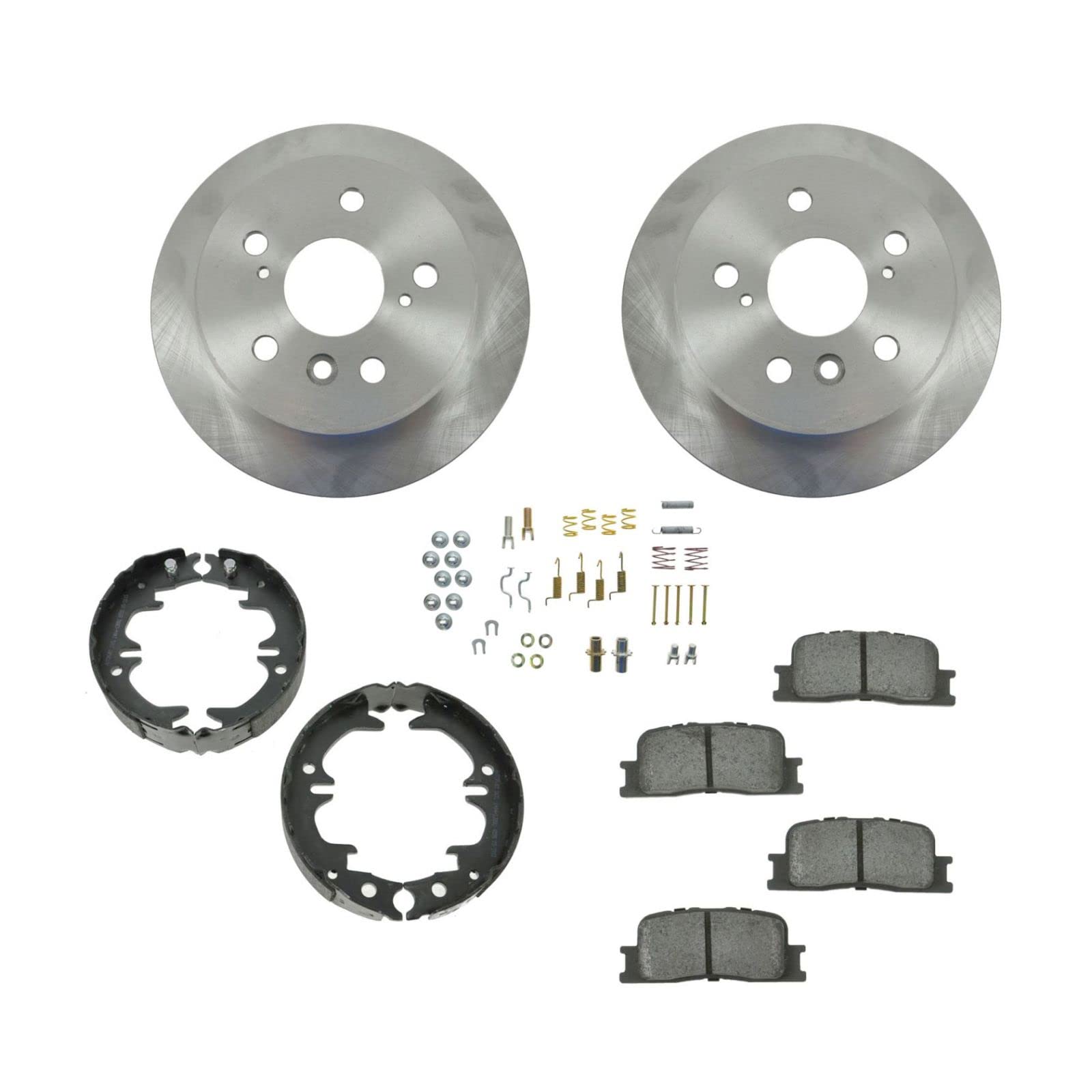 High-Performance Rear Posi Metallic Brake Pad, Rotor & Parking Shoe Kit for Toyota Camry & Lexus ES - Perfect for Smooth Braking & Long-Lasting Durability on Highways & City Roads