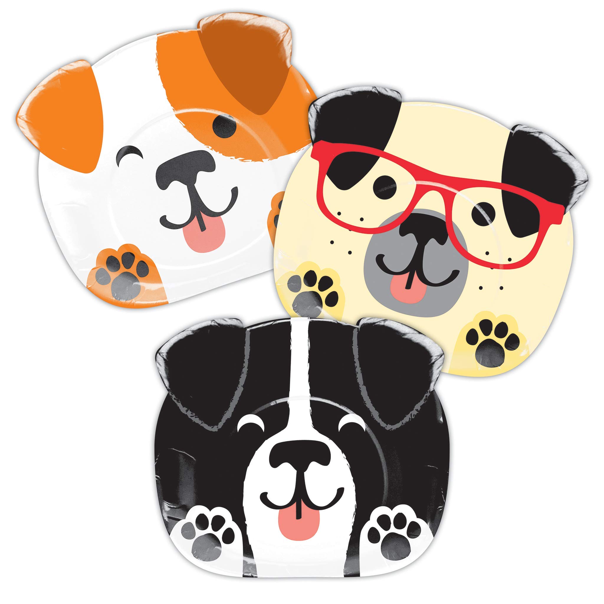 Puppy Dog Themed Party Supplies Set - 8 Shaped Dinner Plates, Dessert Plates & Luncheon Napkins for Birthday Celebrations & Dog Lover Events