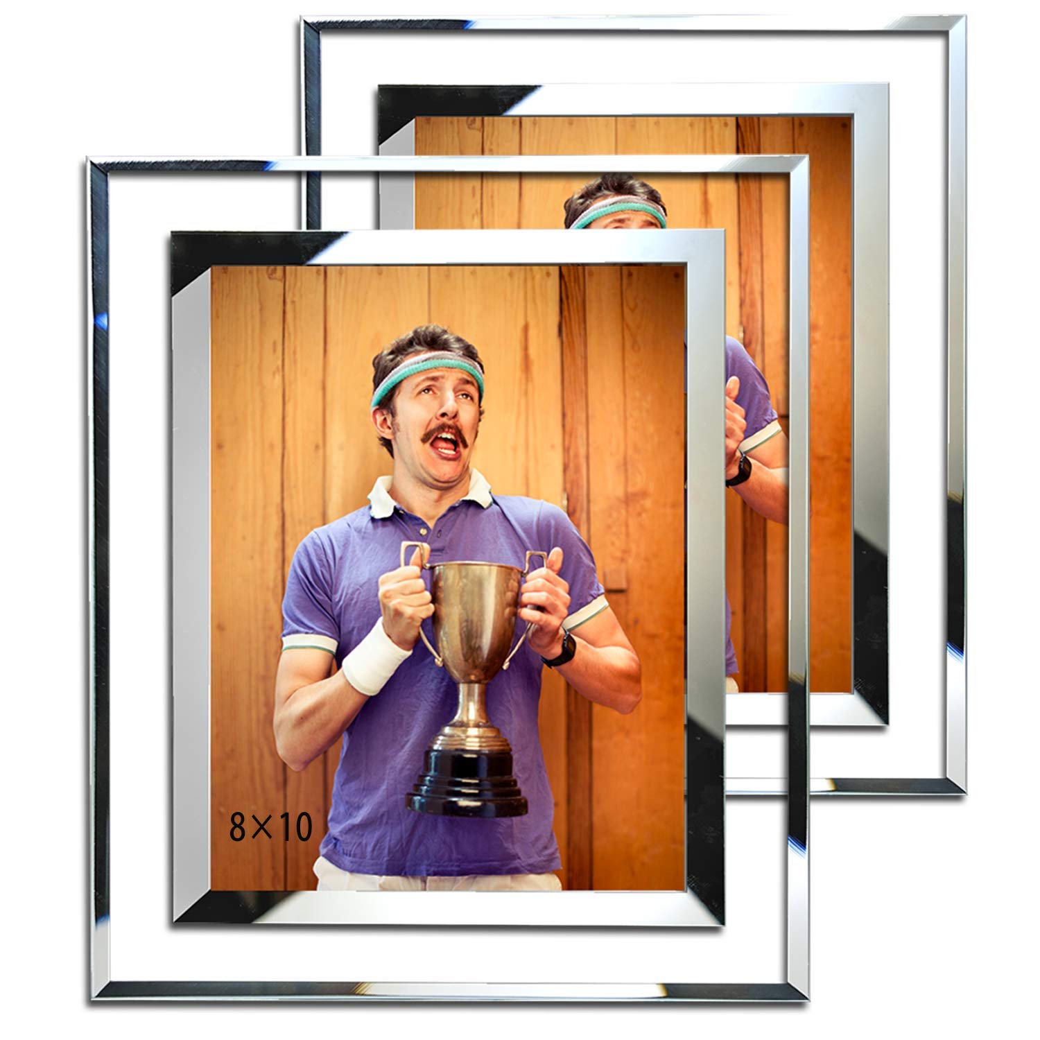 8x10 Picture Frame Set - 2 Pack Glass Wall & Tabletop Display for Photos