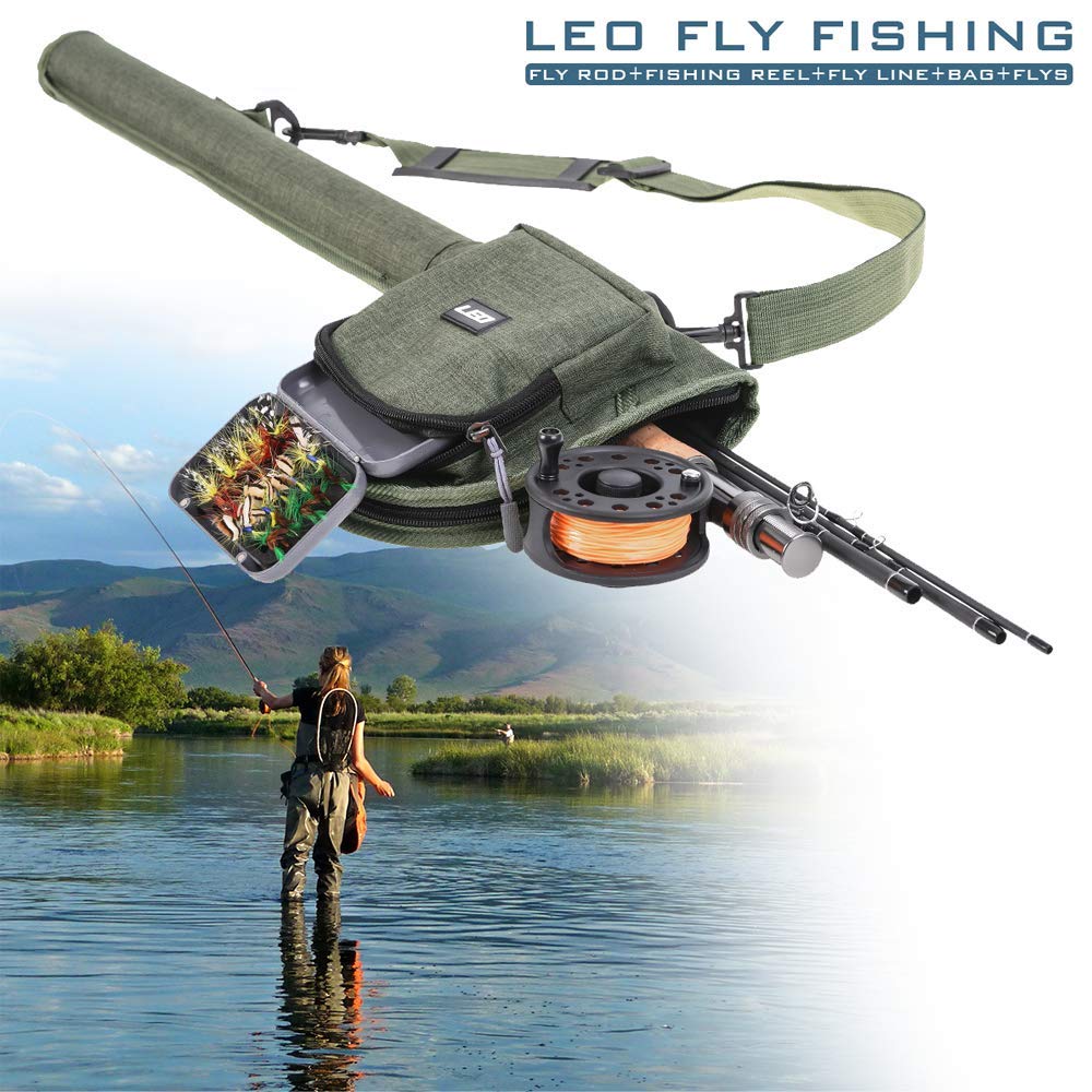Lixada Durable Canvas Fly Fishing Rod Case - Portable Fishing Tackle Storage Bag for Fly Rods & Reels - Perfect for Travel, Hiking, and Outdoor Fishing Trips