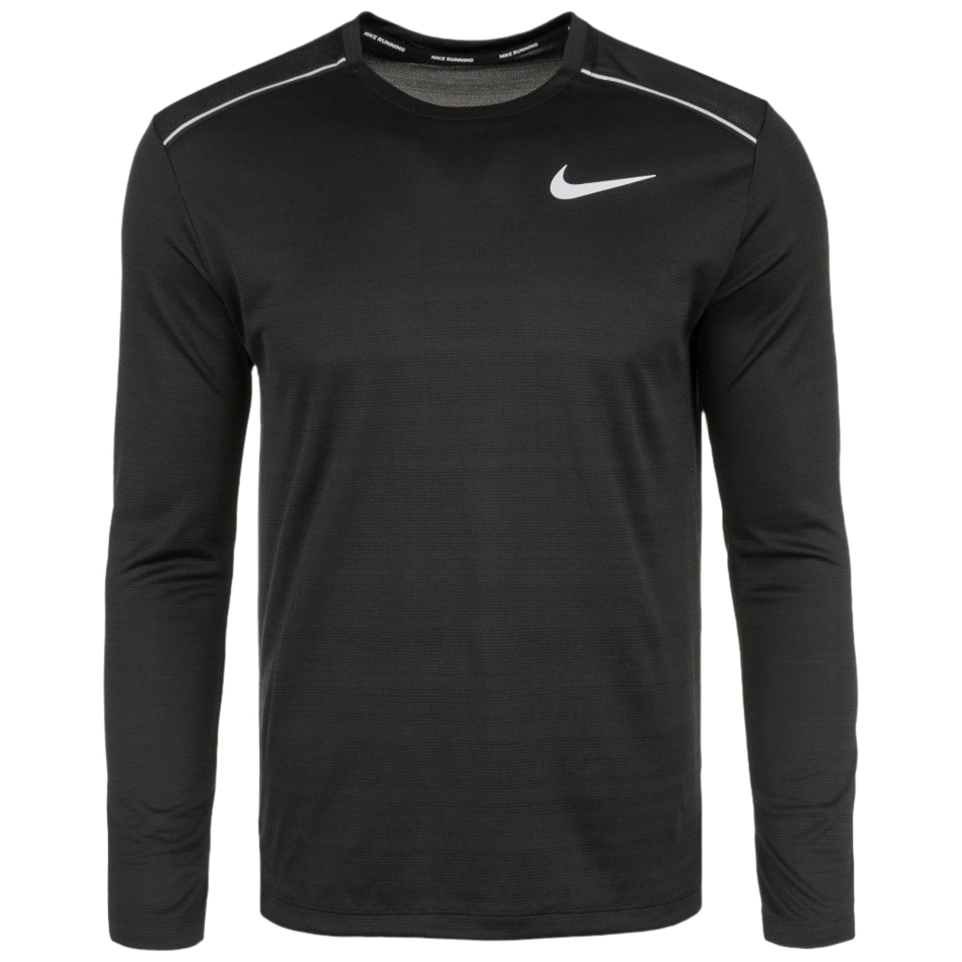 Nike Black Long Sleeve Miler Running Shirt for Men - Lightweight Performance Top for Jogging, Gym Workouts & Outdoor Training
