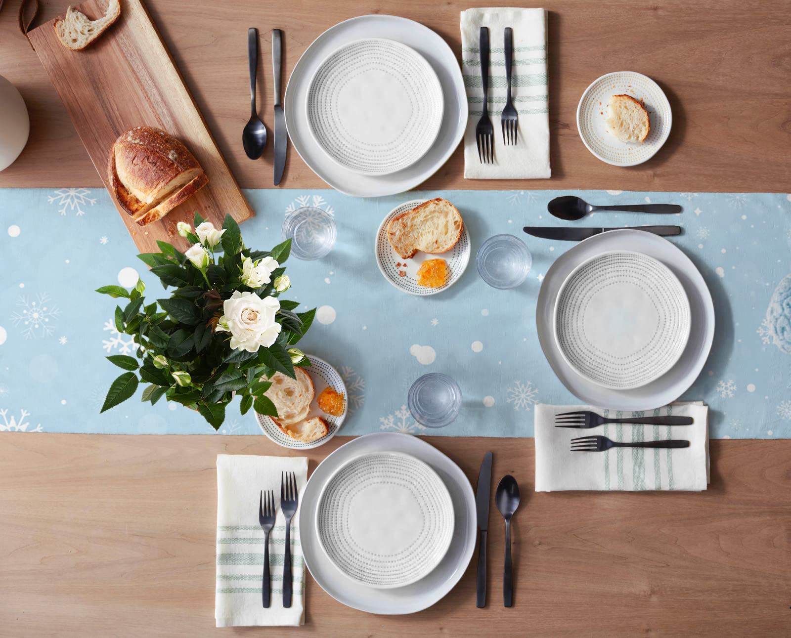 70 Inch Christmas Snowman Table Runner - Winter Snowflakes Blue Non-Slip Washable Dining Decor for Farmhouse Kitchen, Coffee Table & Holiday Party | Perfect for Christmas Dinner, Winter Gatherings & Festive Home Decoration