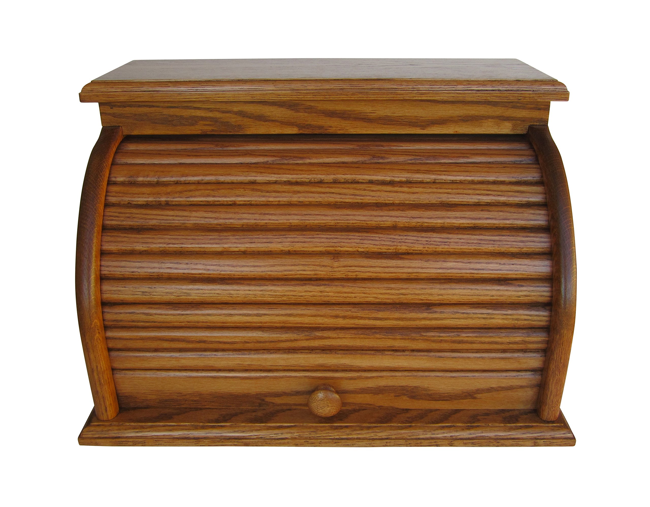 Amish Valley Solid Wood Roll Top Bread Box - Natural Chestnut Wooden Storage Bin for Kitchen Counter | Perfect for Bread, Baked Goods & Pantry Organization