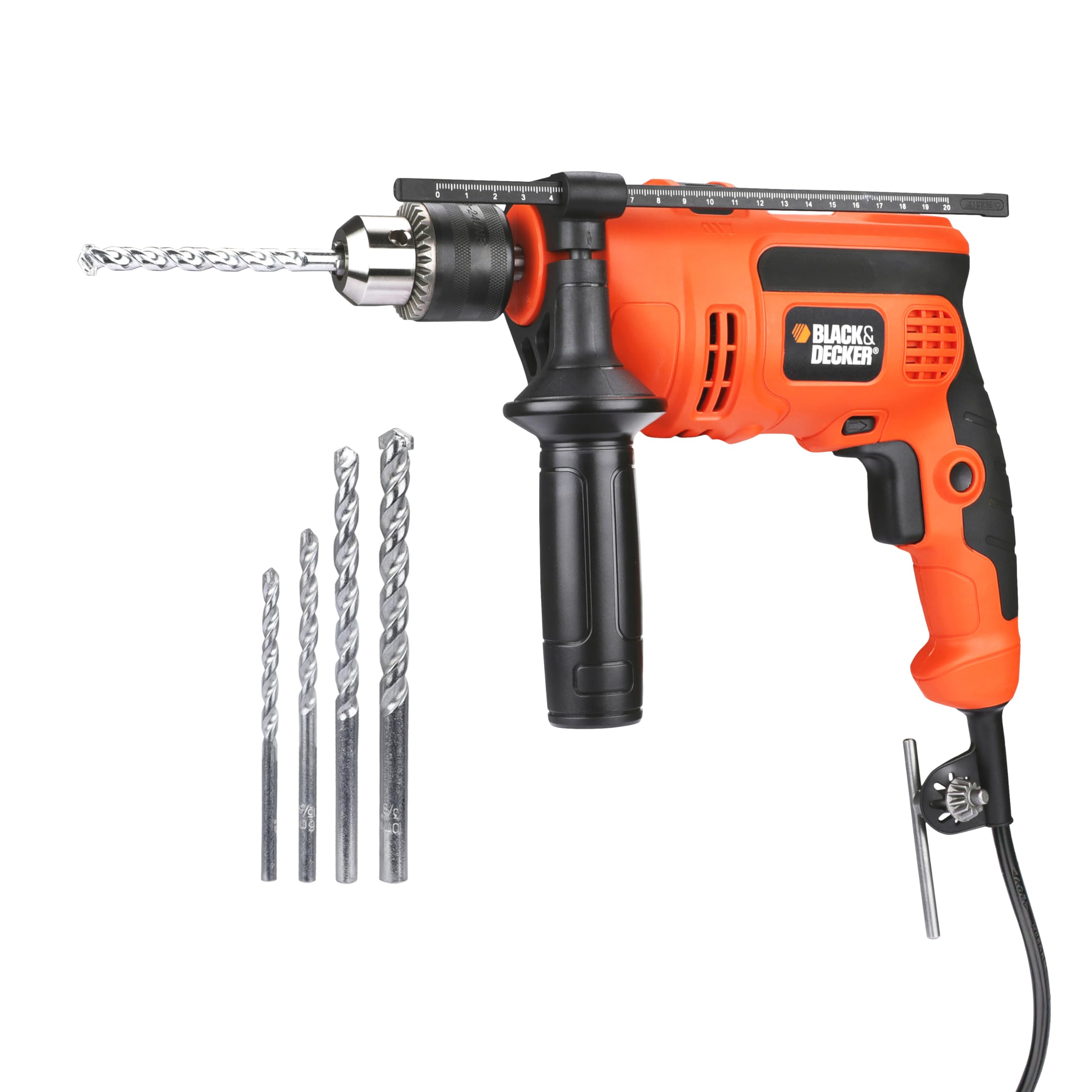 Black & Decker KR554RE 550-Watt 13mm Variable Speed Reversible Hammer Drill - Powerful Corded Electric Drill for Wood, Metal & Masonry - Perfect for DIY Projects, Home Repairs & Construction Work