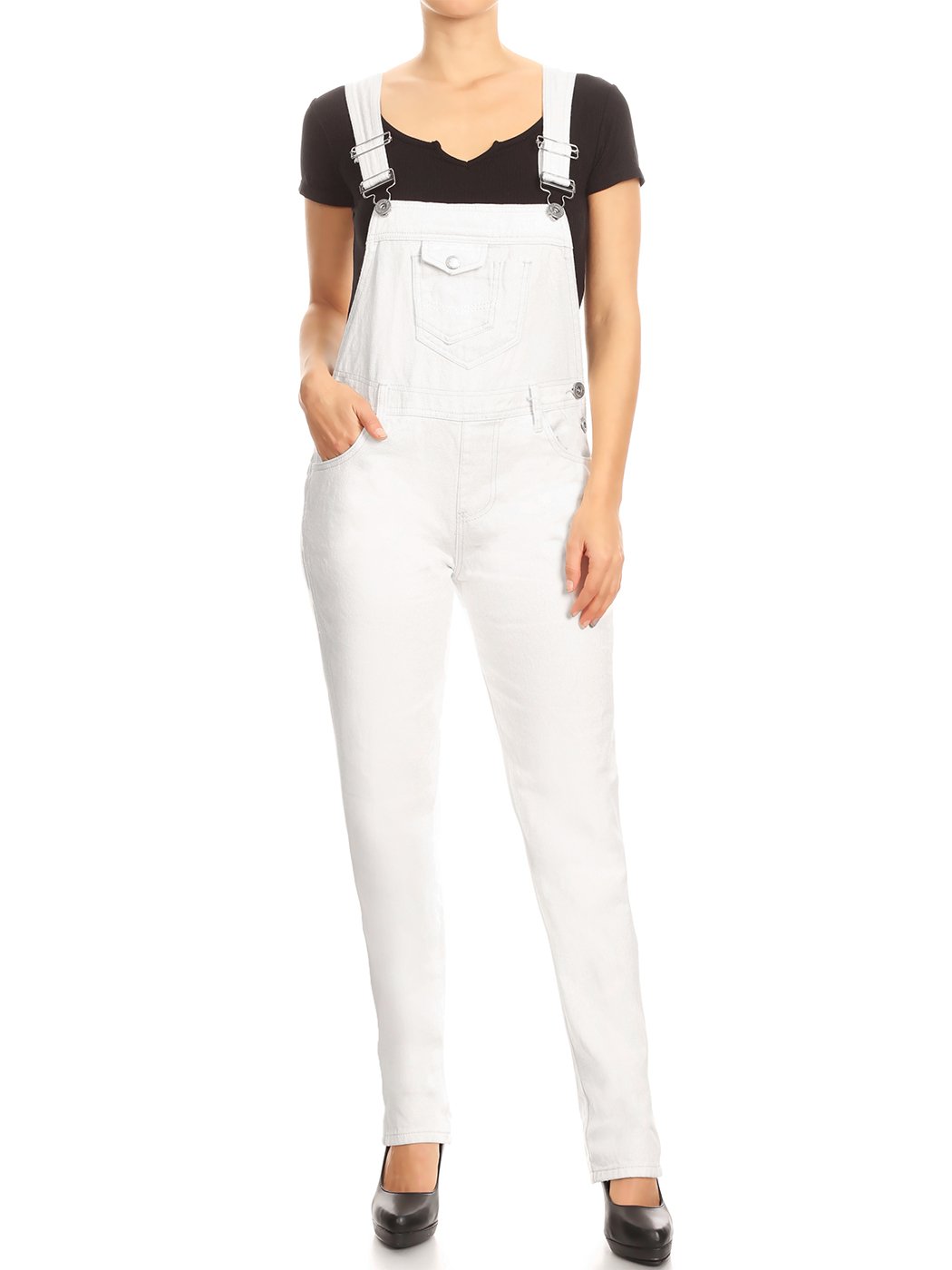 Anna-Kaci Women's Vintage Wash Straight Leg Denim Overalls with Pocket Bib - Casual Workwear, Farmhouse Style, Fall Fashion Outfit Ideas
