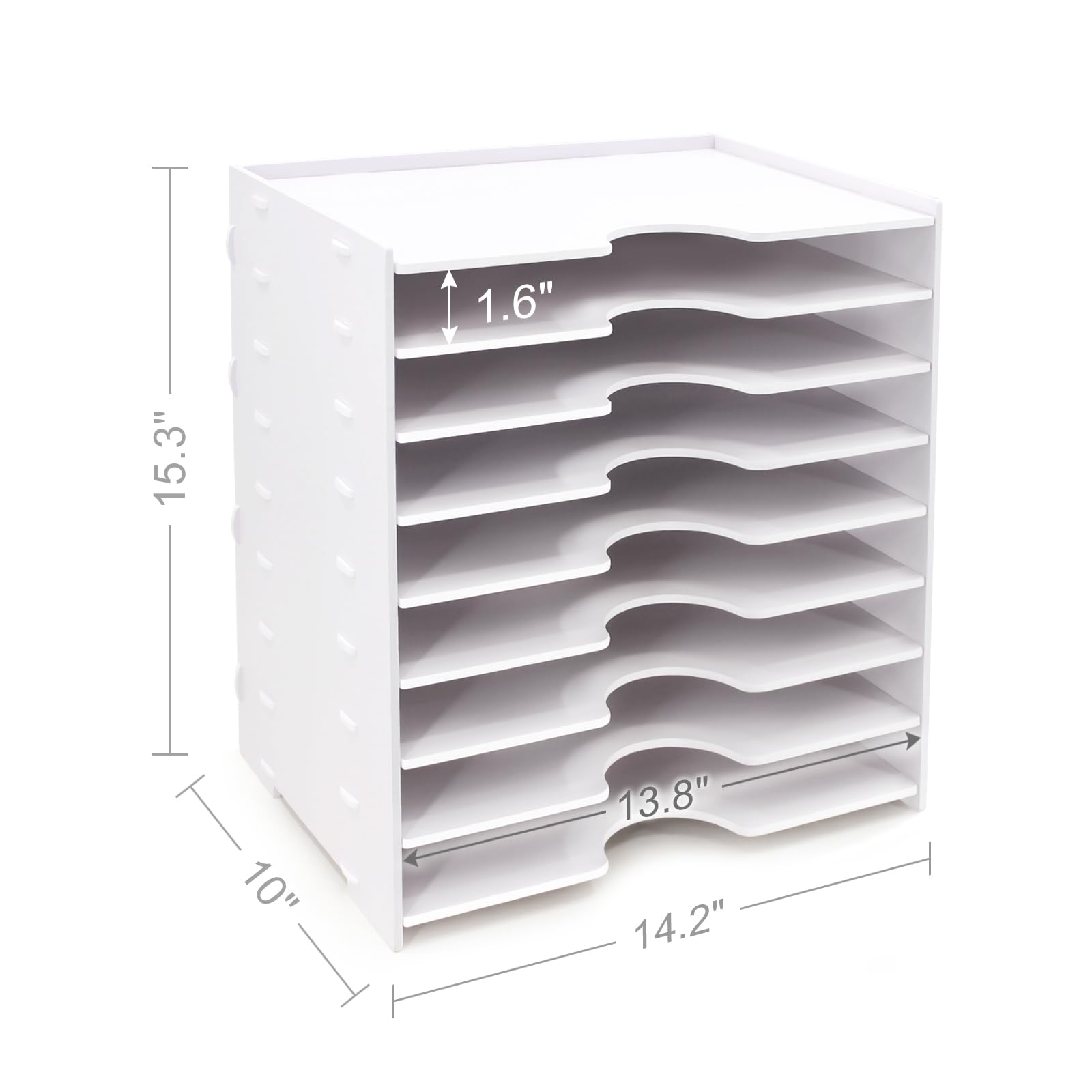 SONGWAY 9-Tier Desktop File Organizer - Wide Document Holder & Letter Mail Tray Storage Rack for Home, Office, School | Paper Sorter & Desktop Organizer (White) | Perfect for Bills, Mail, Office Supplies & School Papers Organization