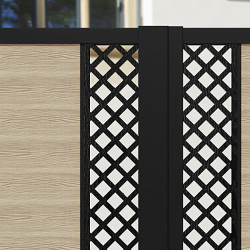Classic Hive Straight Top Driveway Gate in Light Oak with Middle Screen - Durable Wooden Fence Gate for Home Security and Curb Appeal