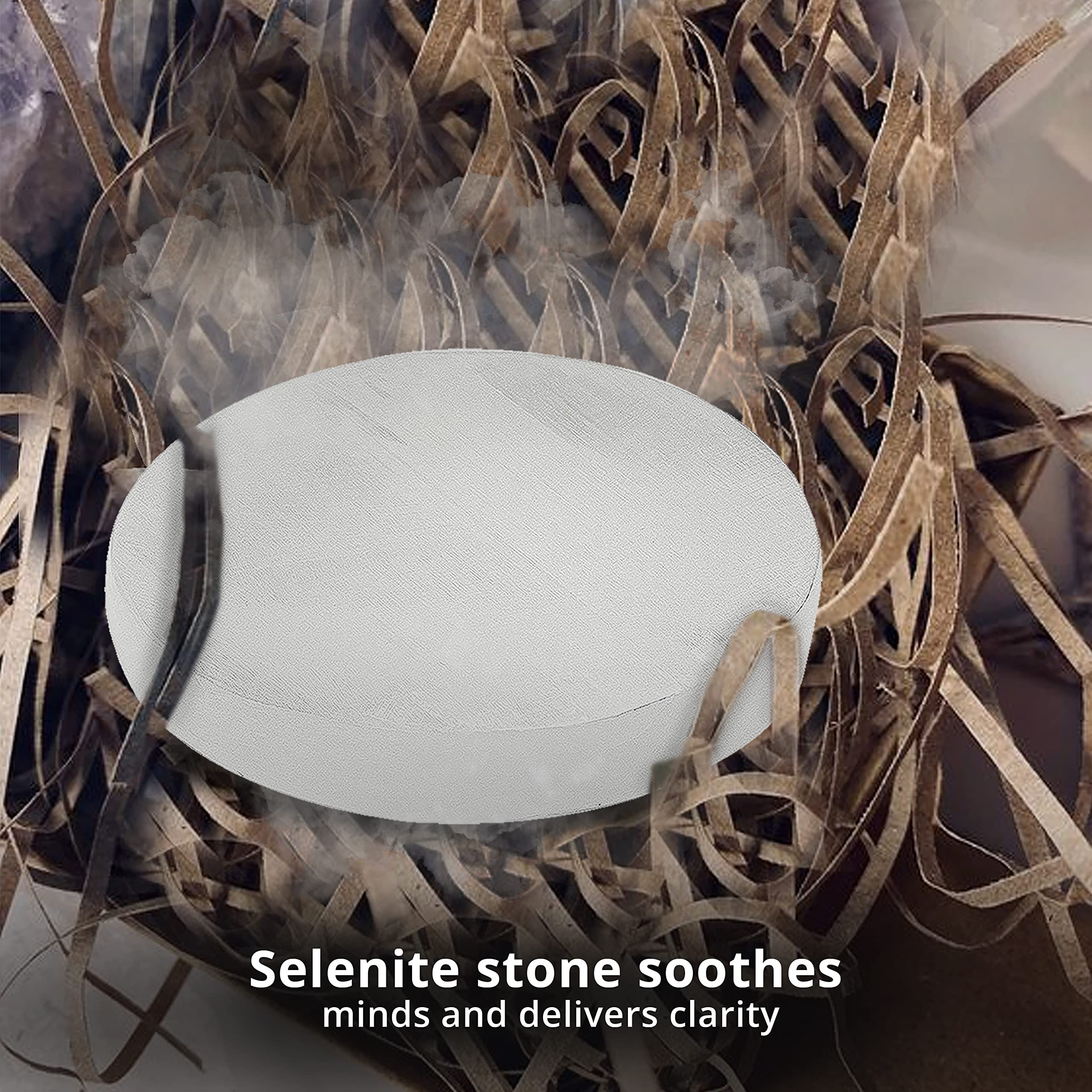 Himalayan Glow WBM Selenite Crystal Charging Plate - 2 Pack for Smudging, Healing & Recharging Crystals | Perfect for Meditation, Yoga & Spiritual Cleansing Rituals