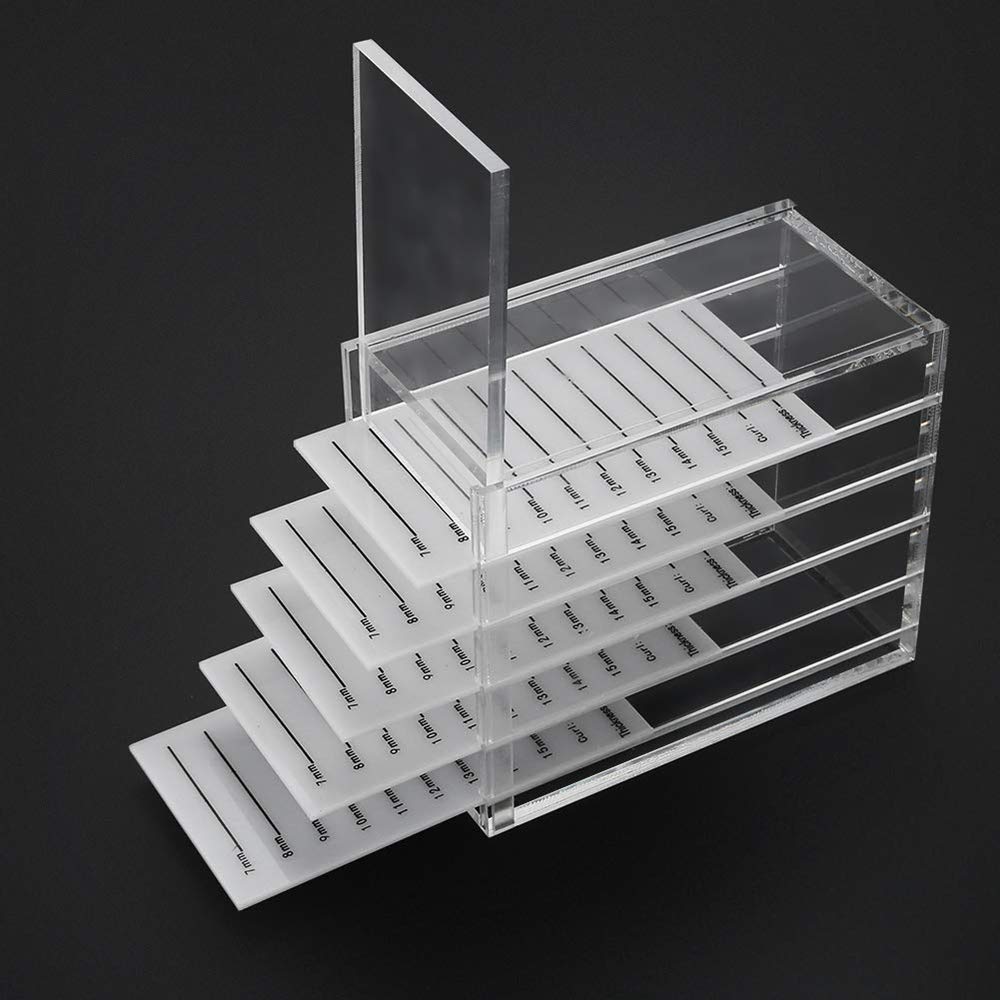 5 Layers Clear Acrylic False Eyelash Organizer Case - Professional Eyelash Extension Storage Box for Makeup Artists & Salon Use - Perfect for Lash Extension Tools, Tweezers & Glue Organization