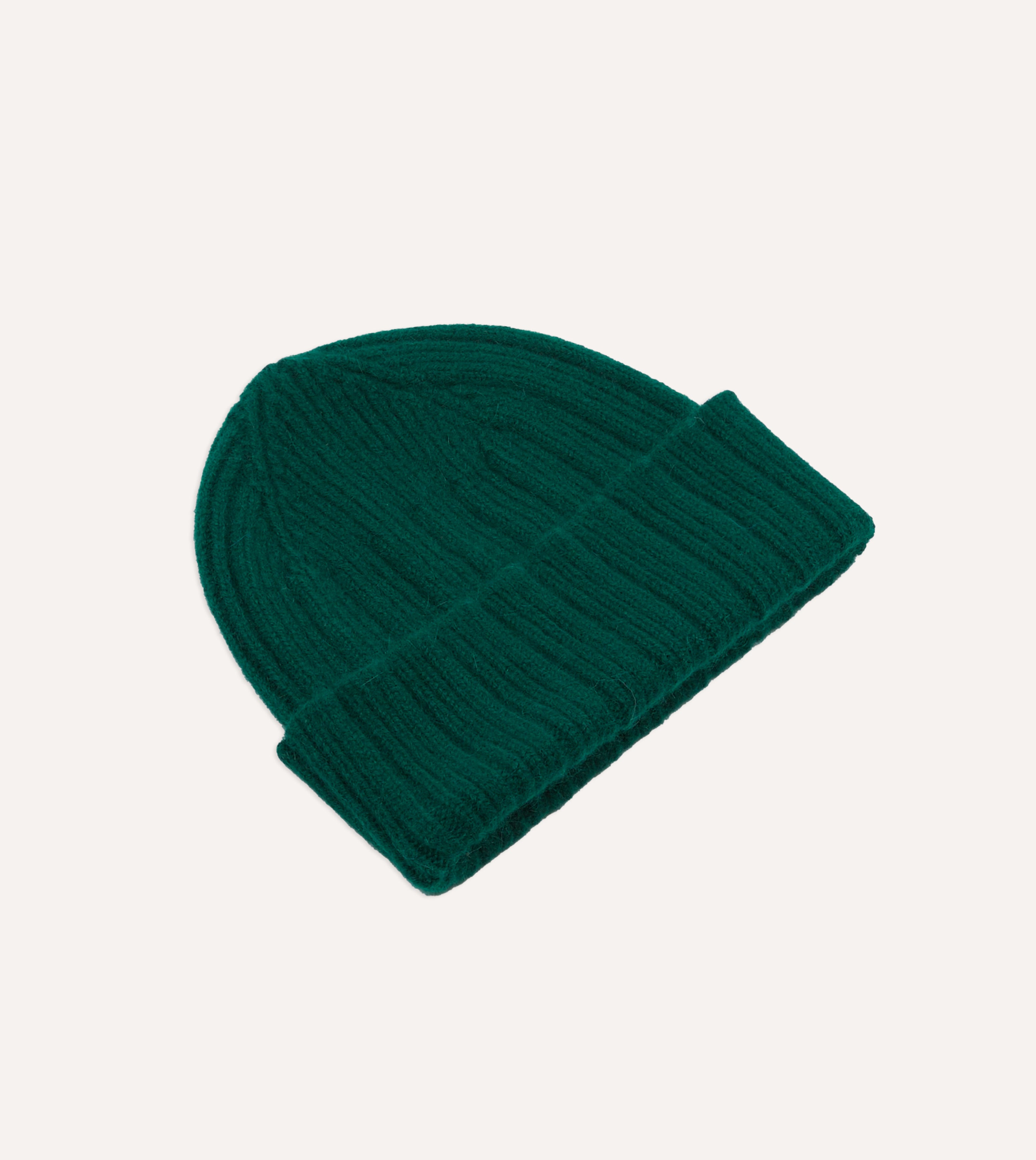 Forest Green Angora Lambswool Ribbed Knit Beanie - Soft Winter Hat for Women & Men - Perfect for Cold Weather, Outdoor Activities and Fashion Accessory