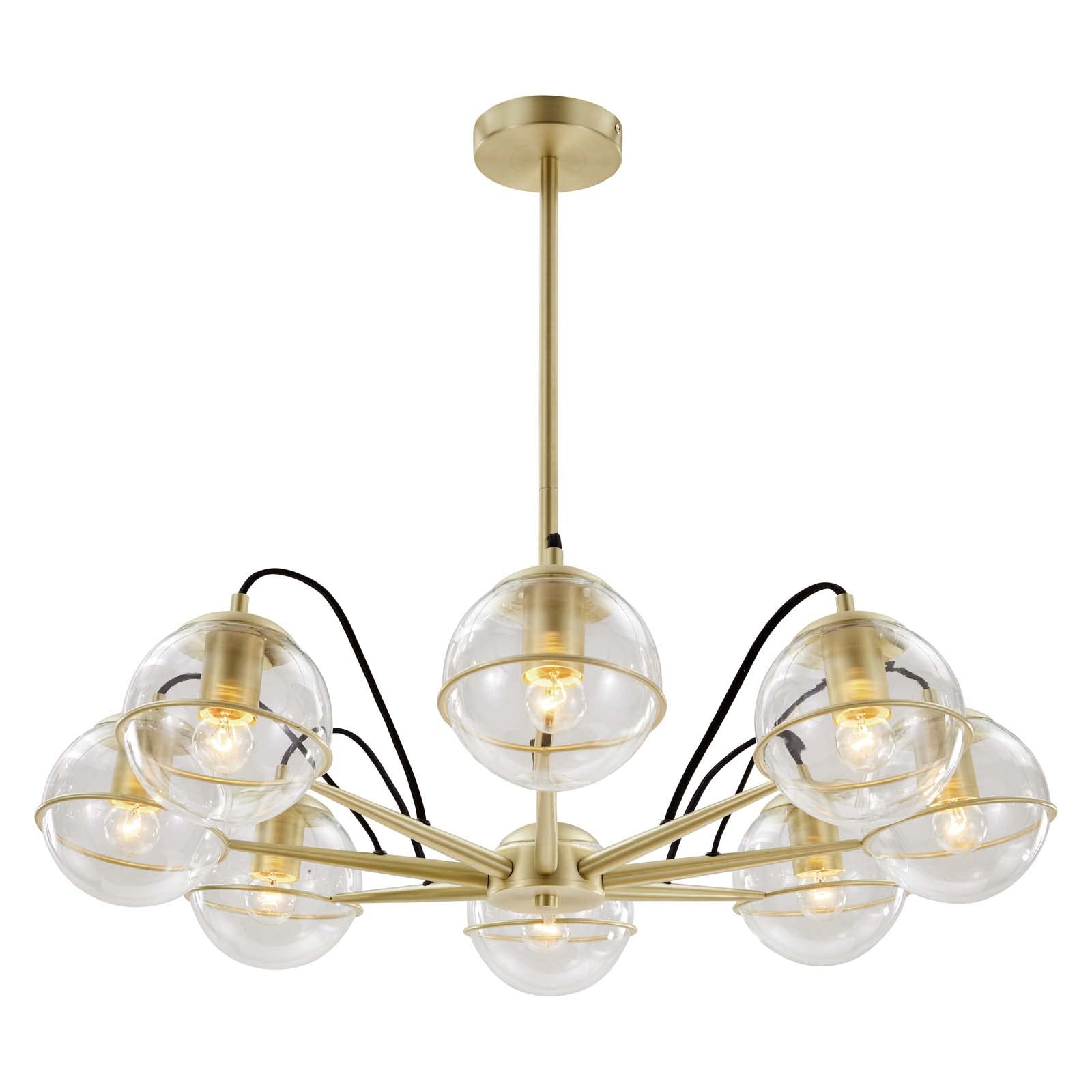Modway EEI-5307-CLR-GLD Hanna Crystal Chandelier with Gold Accents - Elegant Dining Room Lighting for Home Decor & Wedding Venues