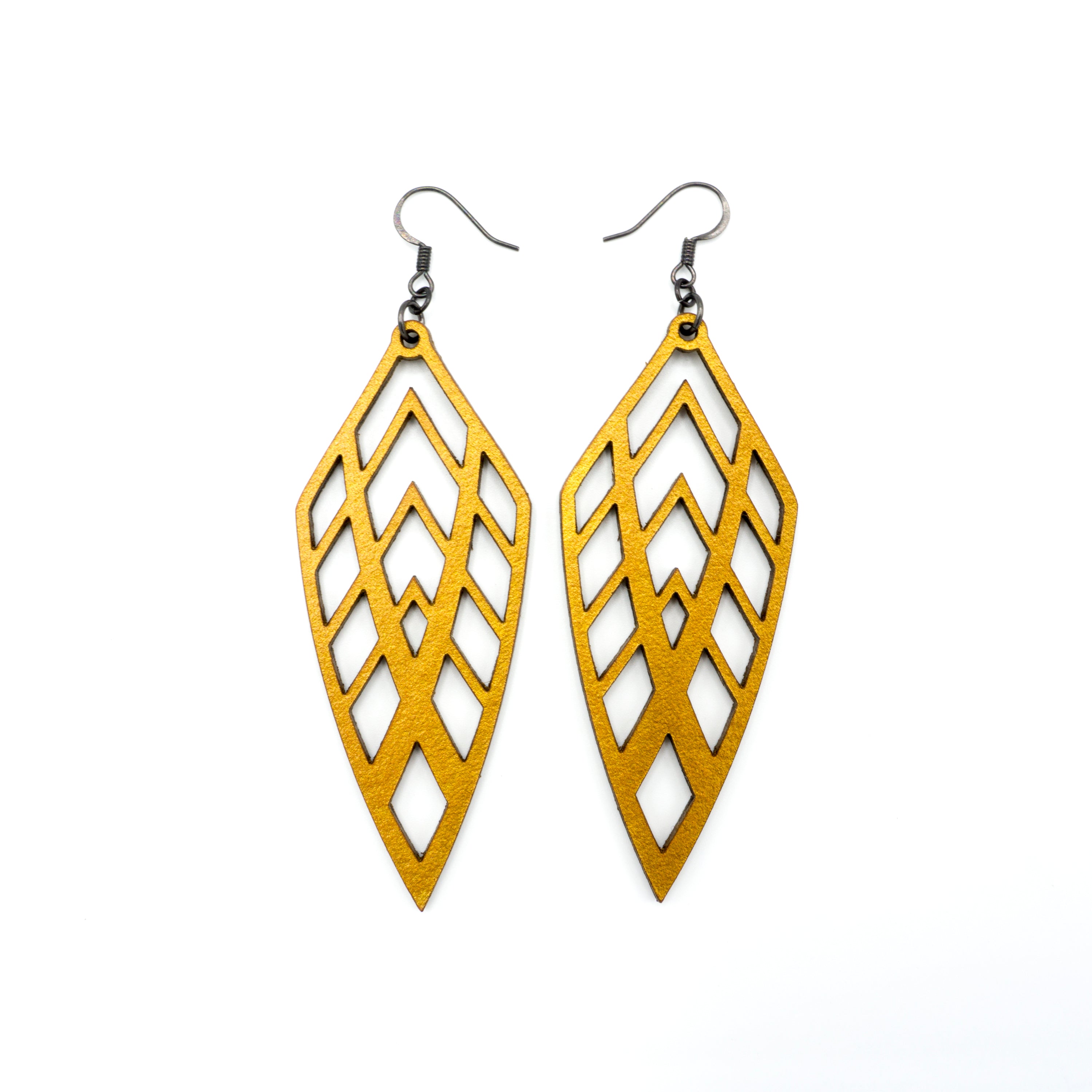 Arrowhead 02 Leather Earrings in Gold - Boho Chic Handmade Dangle Earrings for Women | Perfect for Festivals, Parties & Everyday Wear