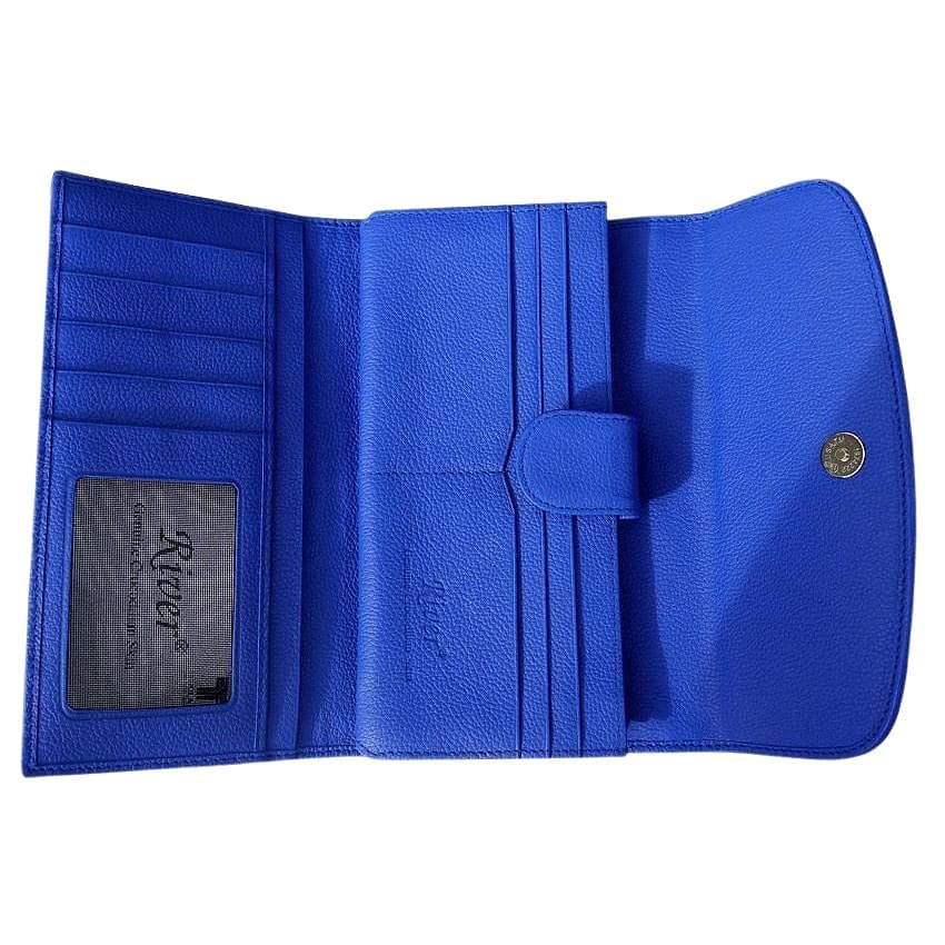 Blue Genuine Crocodile Leather Tri-Fold Women's Wallet - Stylish & Durable RFID Blocking Purse for Everyday Use, Travel & Gift Giving